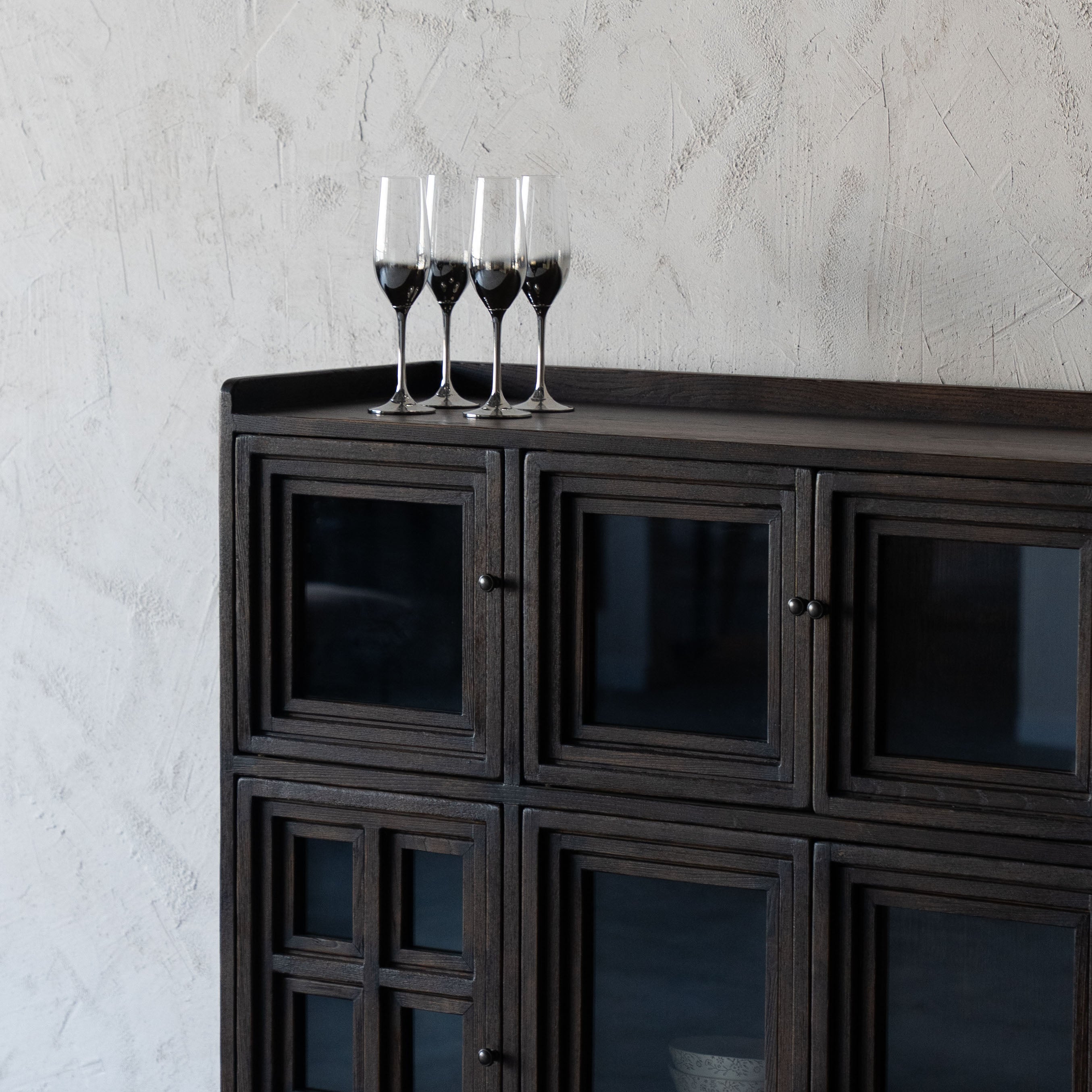 Elias Dark Wood and Glass Vintage Style Cabinet - GD148-A - Cabinets - WS Living Furniture Furniture Store in Dubai