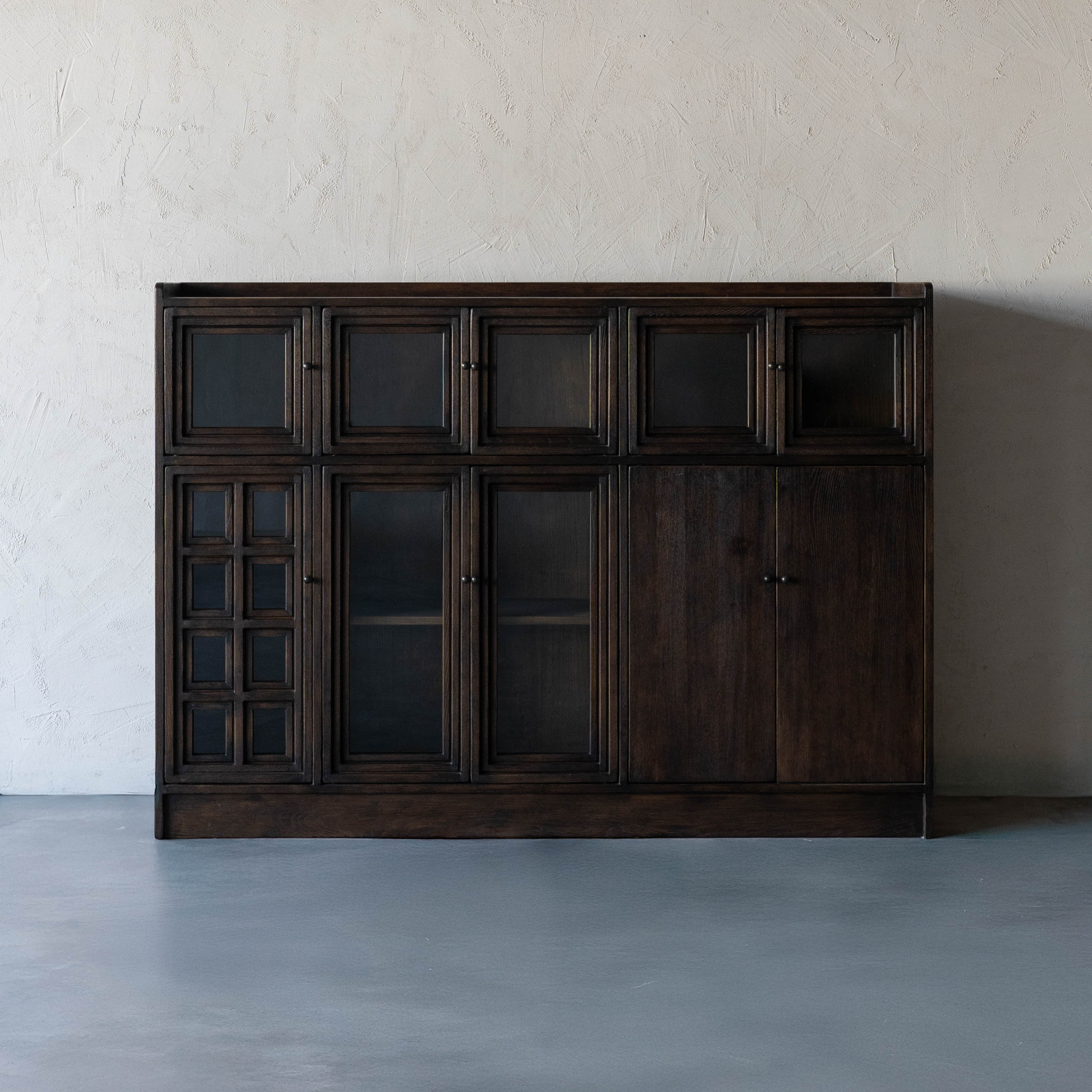 Elias Dark Wood and Glass Vintage Style Cabinet - GD148-A - Cabinets - WS Living Furniture Furniture Store in Dubai