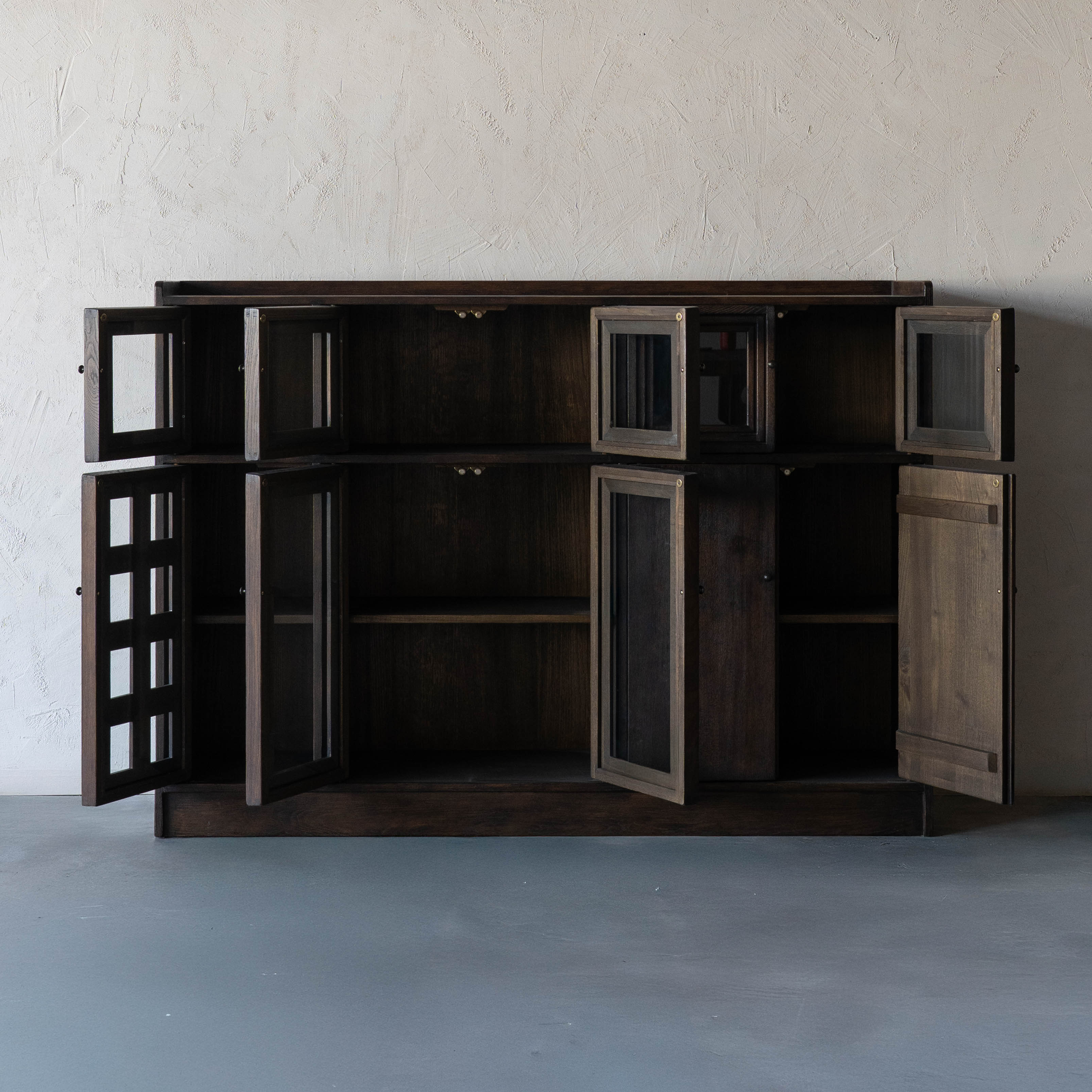 Elias Dark Wood and Glass Vintage Style Cabinet - GD148-A - Cabinets - WS Living Furniture Furniture Store in Dubai