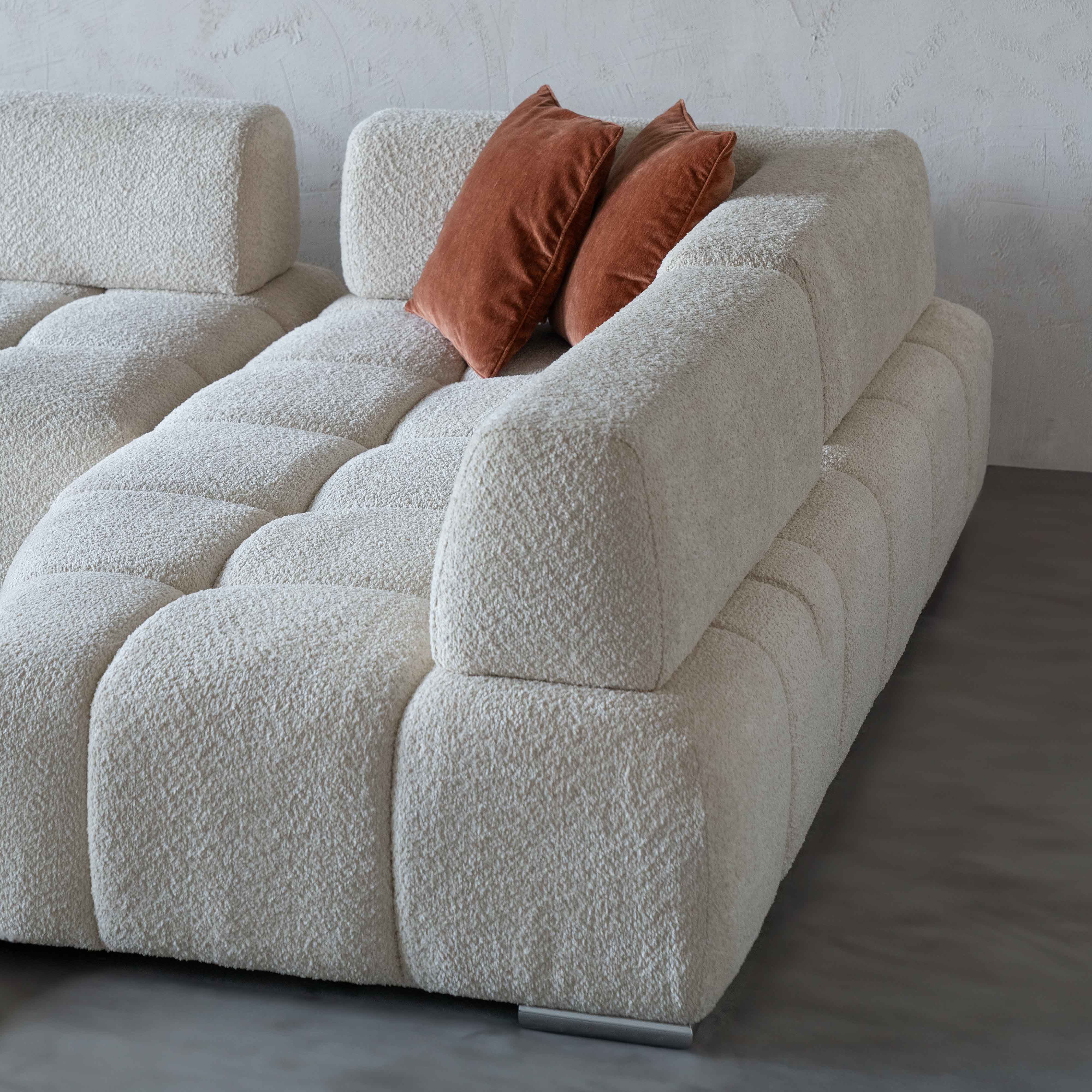 Lama Modern White Corner | L Shape Extendable Sofa - Sofas - WS Living Furniture Furniture Store in Dubai
