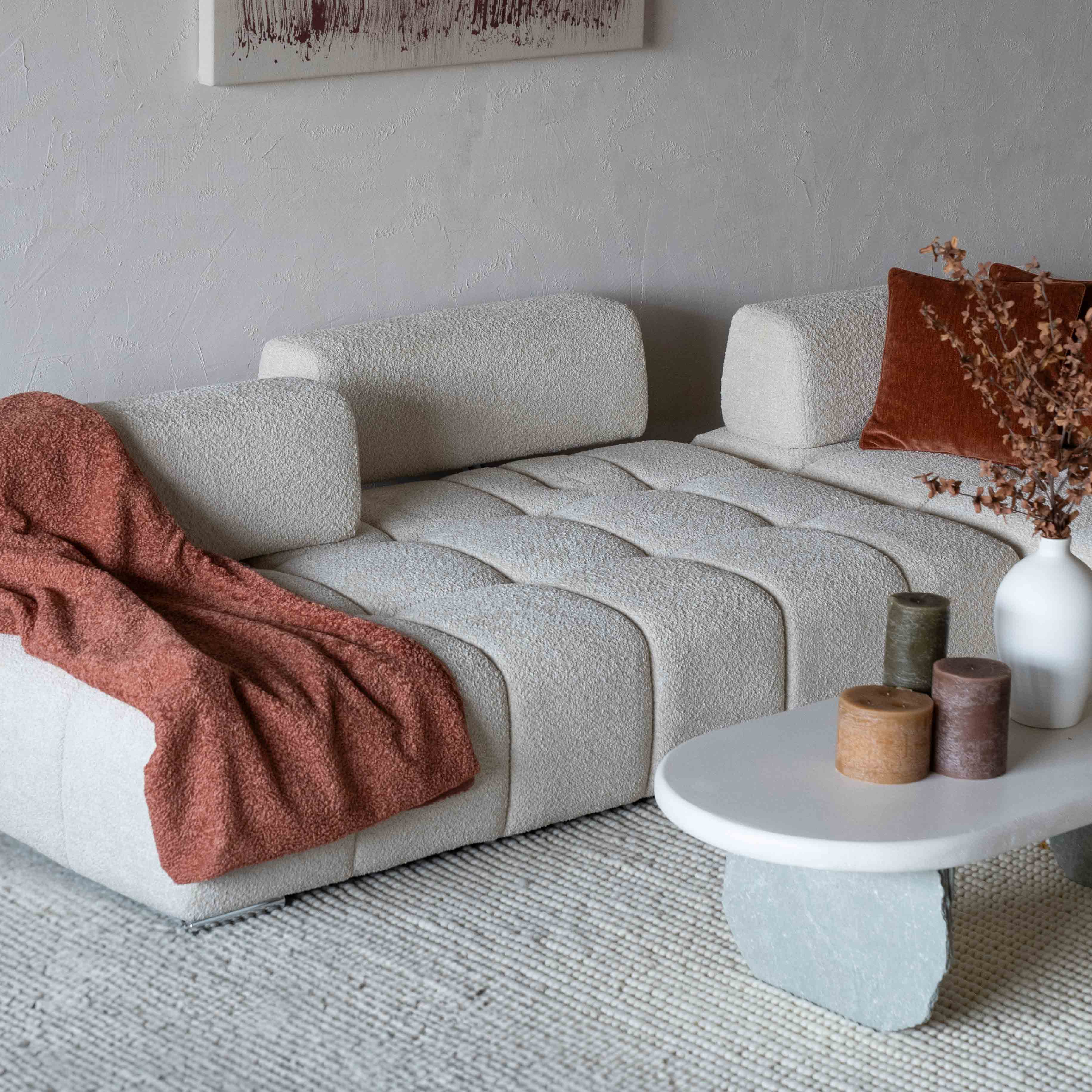 Lama Modern White Corner | L Shape Extendable Sofa - Sofas - WS Living Furniture Furniture Store in Dubai