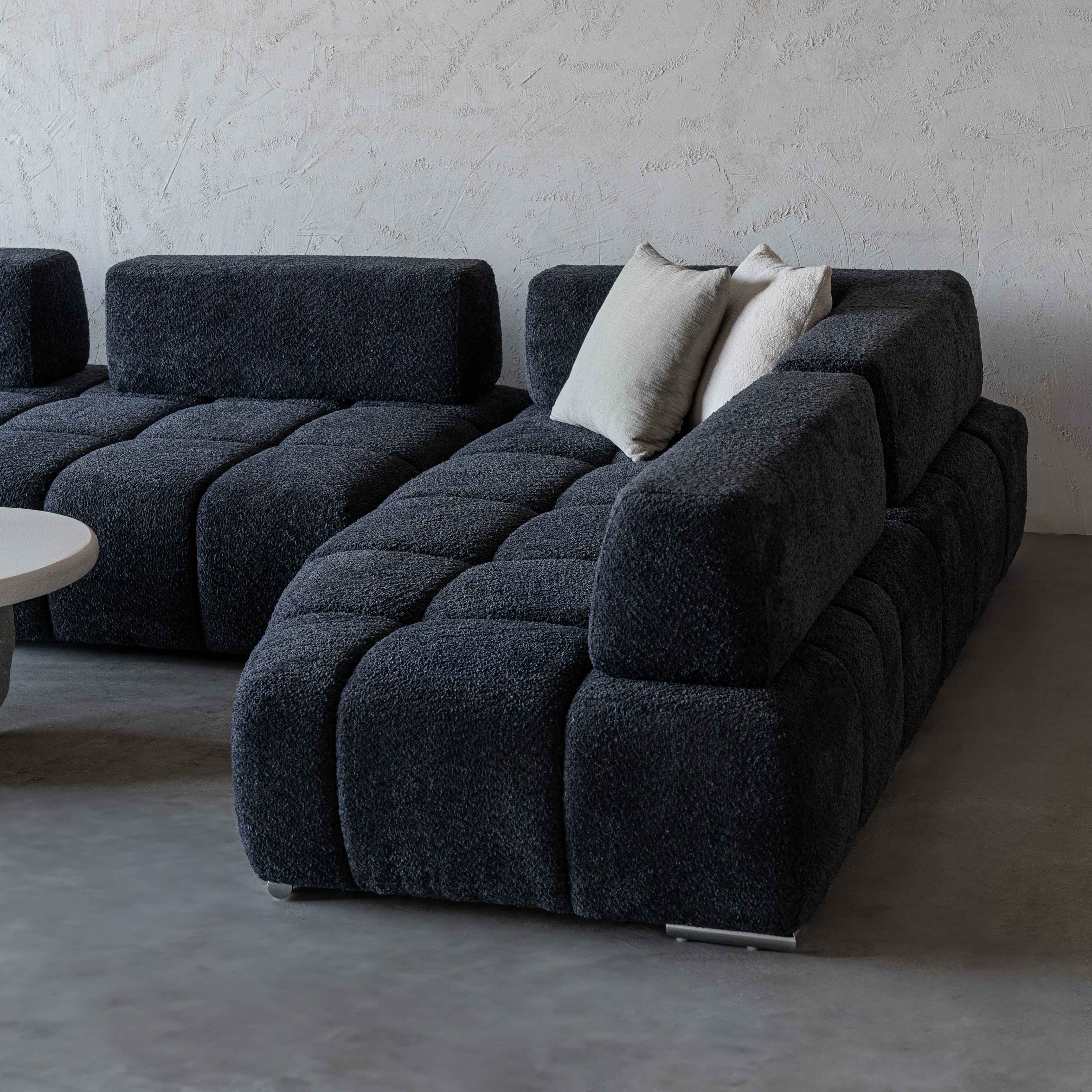 Lama Modern Black Corner Sofa | L Shape Extendable Sofa - Sofas - WS Living Furniture Furniture Store in Dubai