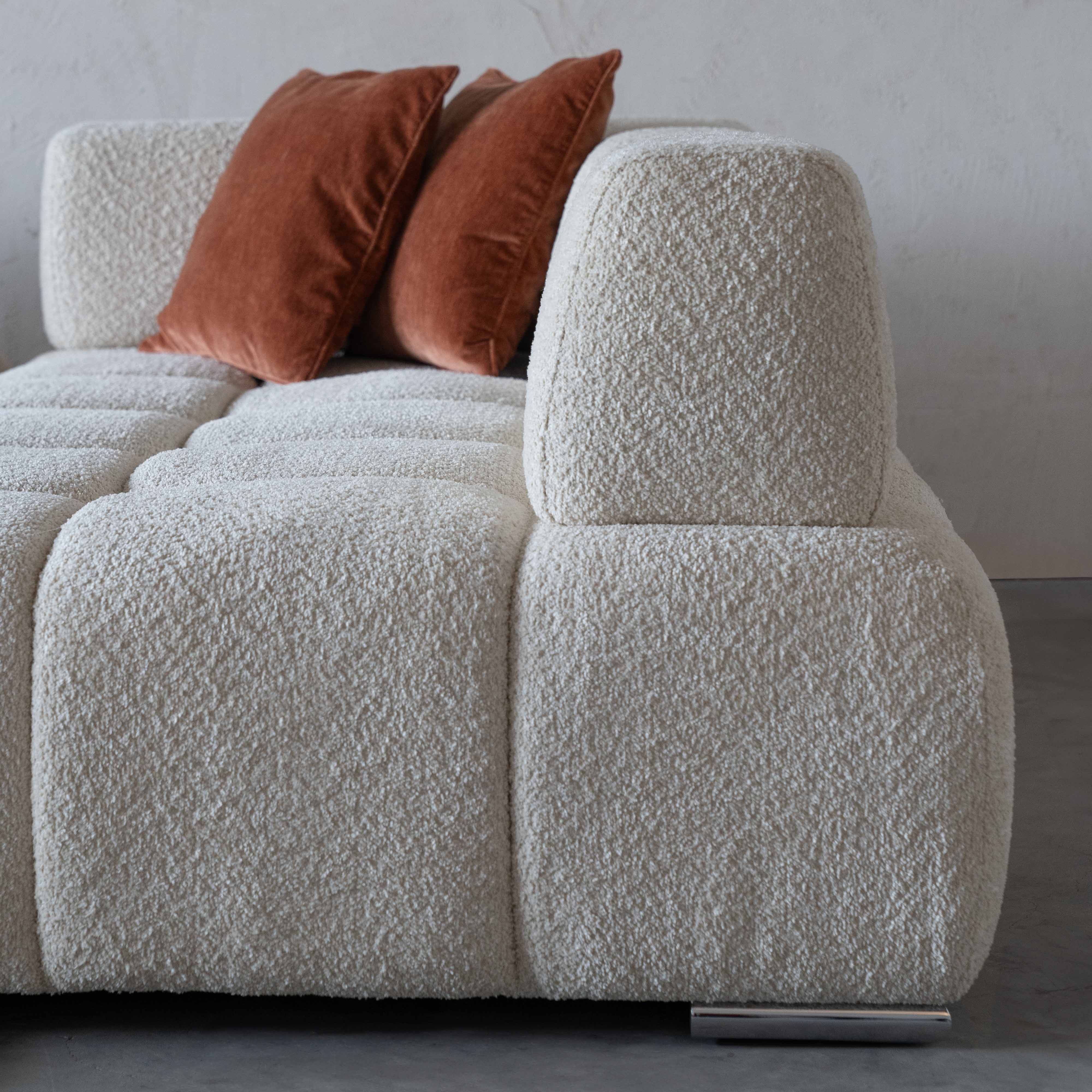 Lama Modern White Corner | L Shape Extendable Sofa - Sofas - WS Living Furniture Furniture Store in Dubai