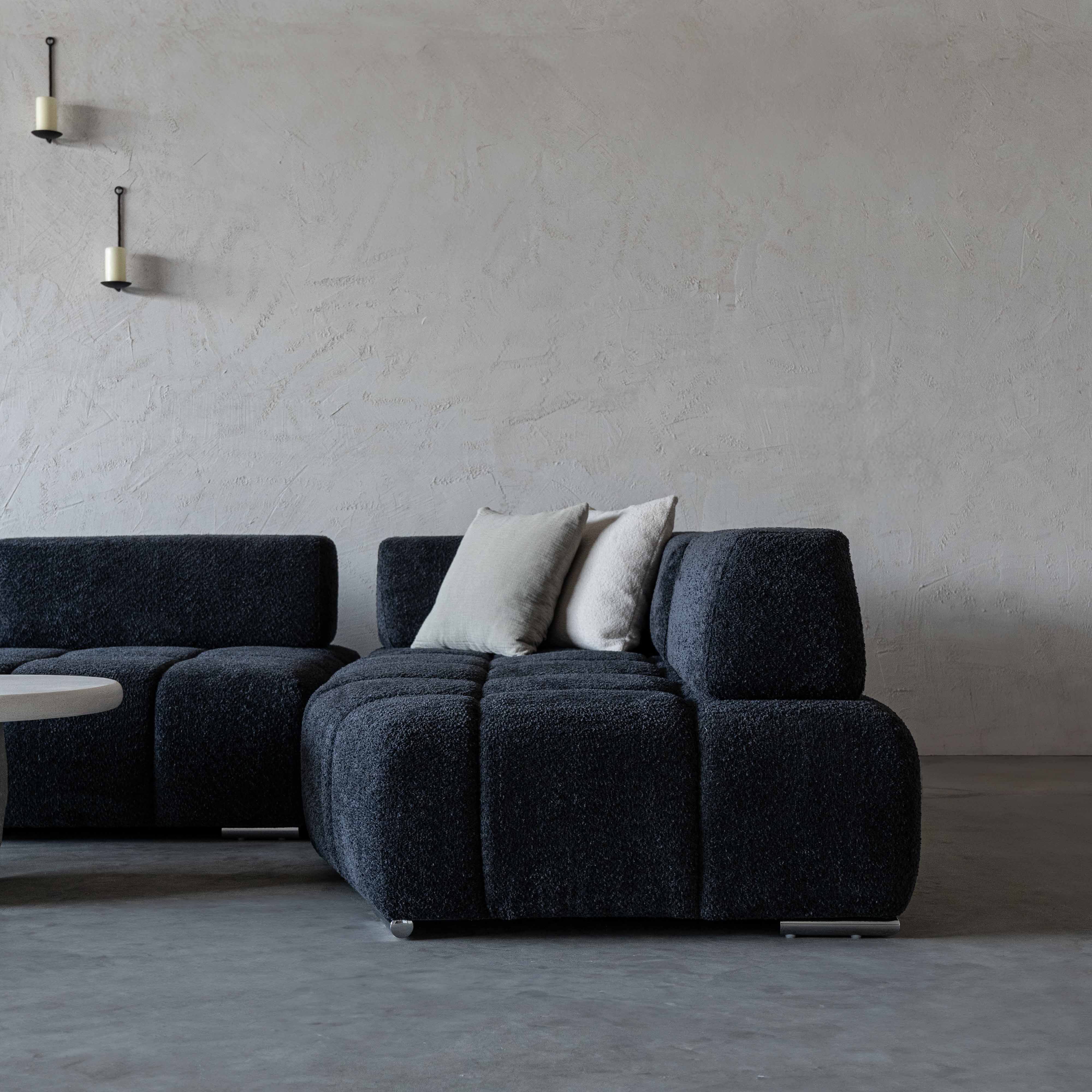 Lama Modern Black Corner Sofa | L Shape Extendable Sofa - Sofas - WS Living Furniture Furniture Store in Dubai
