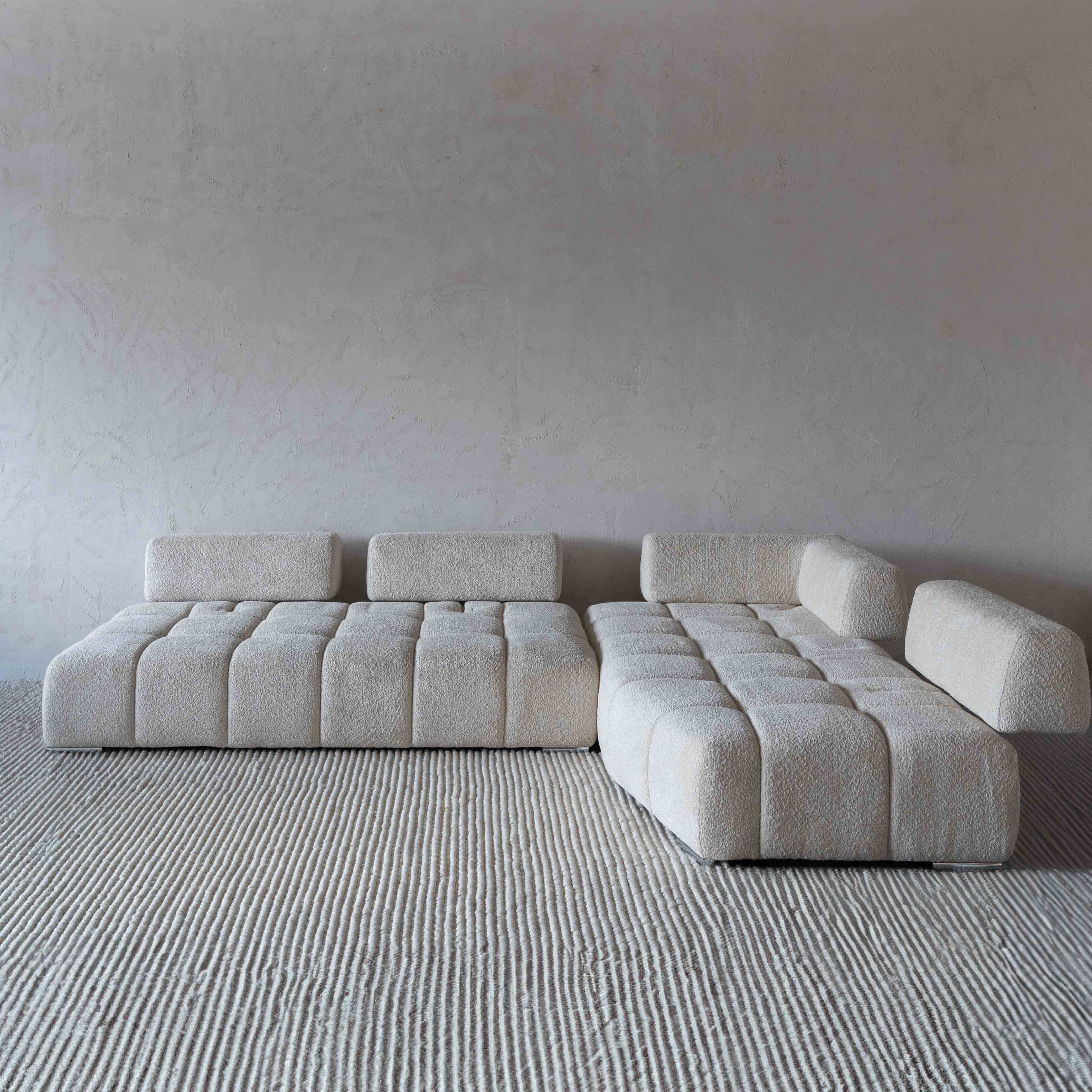 Lama Modern White Corner | L Shape Extendable Sofa - Sofas - WS Living Furniture Furniture Store in Dubai