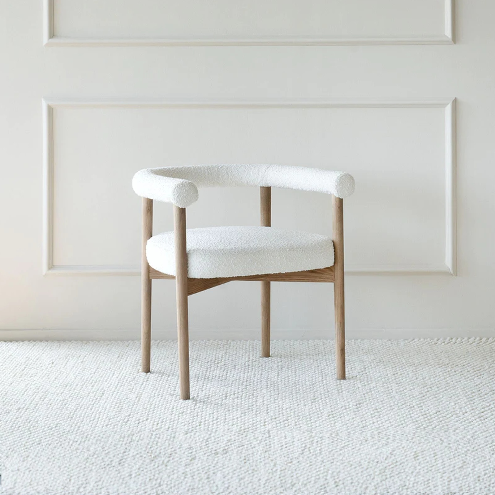 Lucy Boucle Wood Dining Chair (LJ1117) - - WS Living Furniture Furniture Store in Dubai