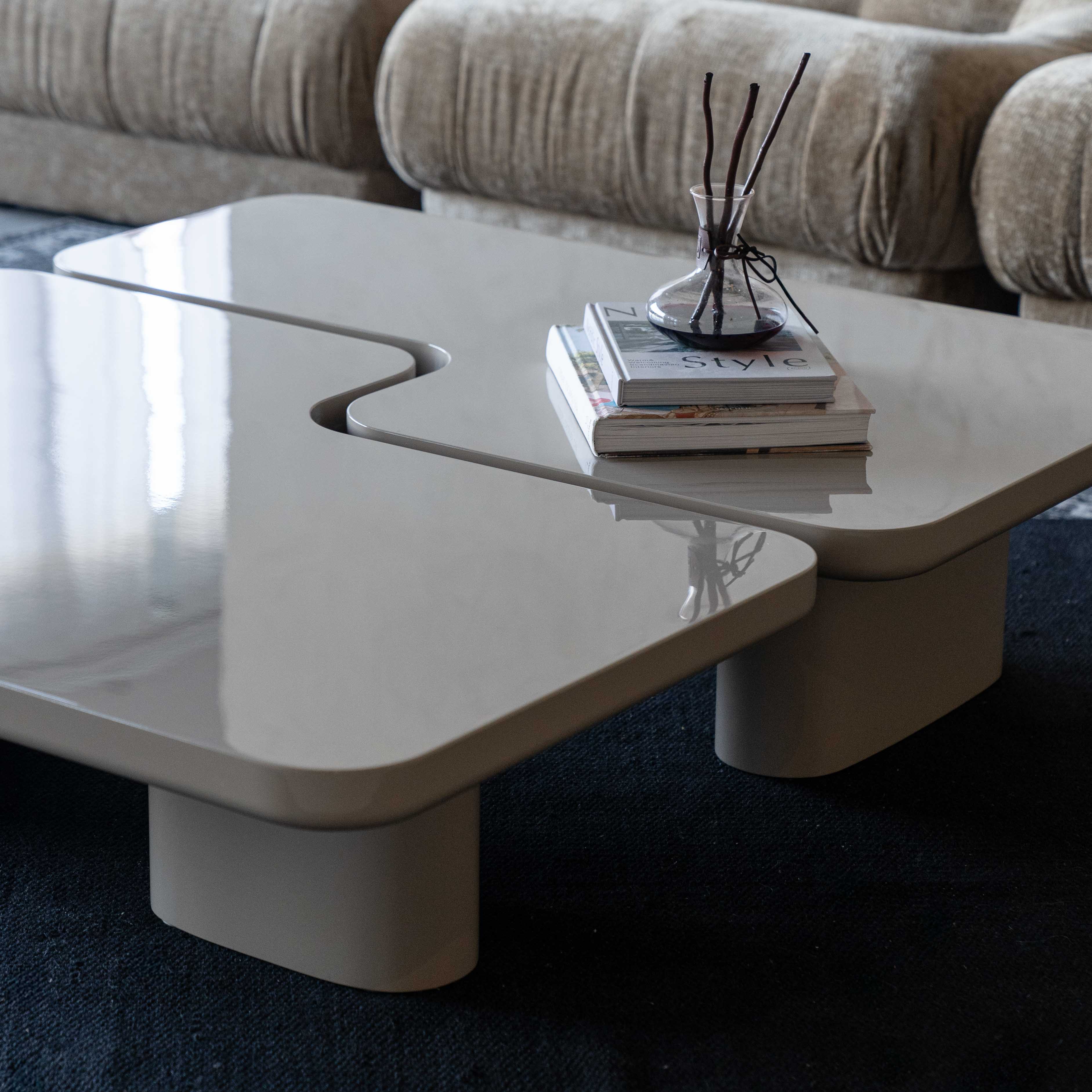 Layla Beige High Gloss Modern Coffee Table - SMALL - 020A1.2 - BC78 - Coffee Tables - WS Living Furniture Furniture Store in Dubai
