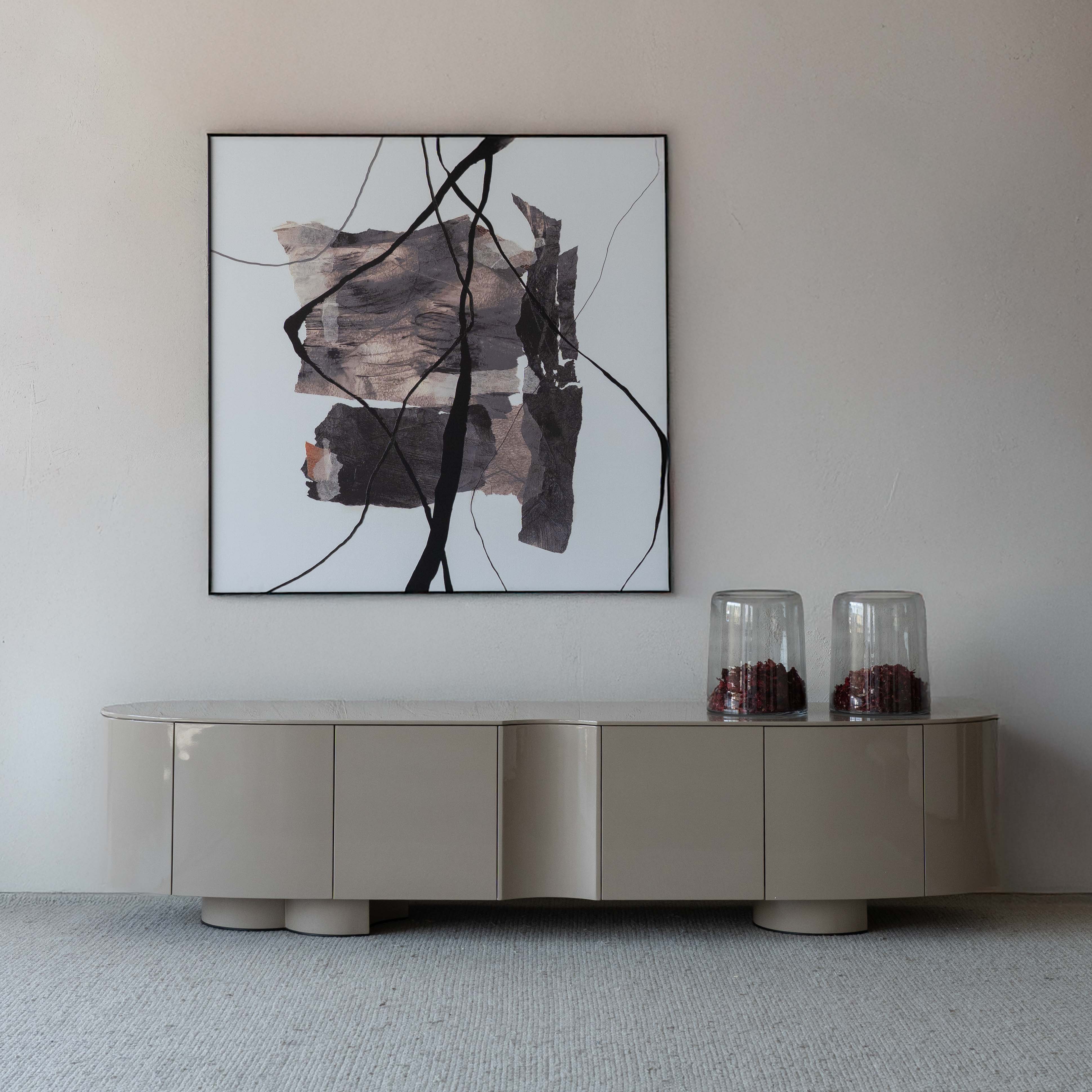 Levi Beige High Gloss Modern Media Table & Tv Unit - 032F2.2 - TV Units - WS Living Furniture Furniture Store in Dubai