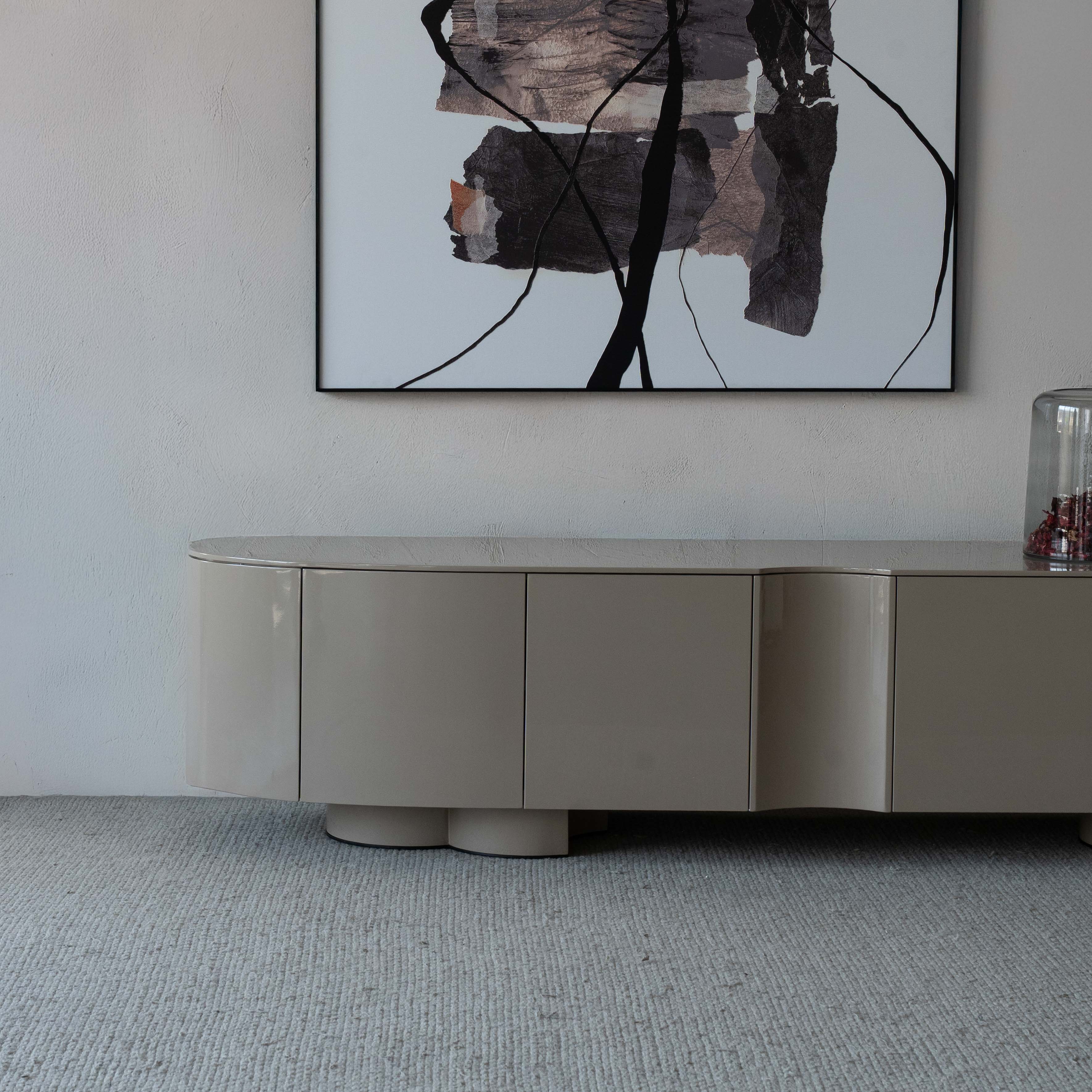 Levi Beige High Gloss Modern Media Table & Tv Unit - 032F2.2 - TV Units - WS Living Furniture Furniture Store in Dubai