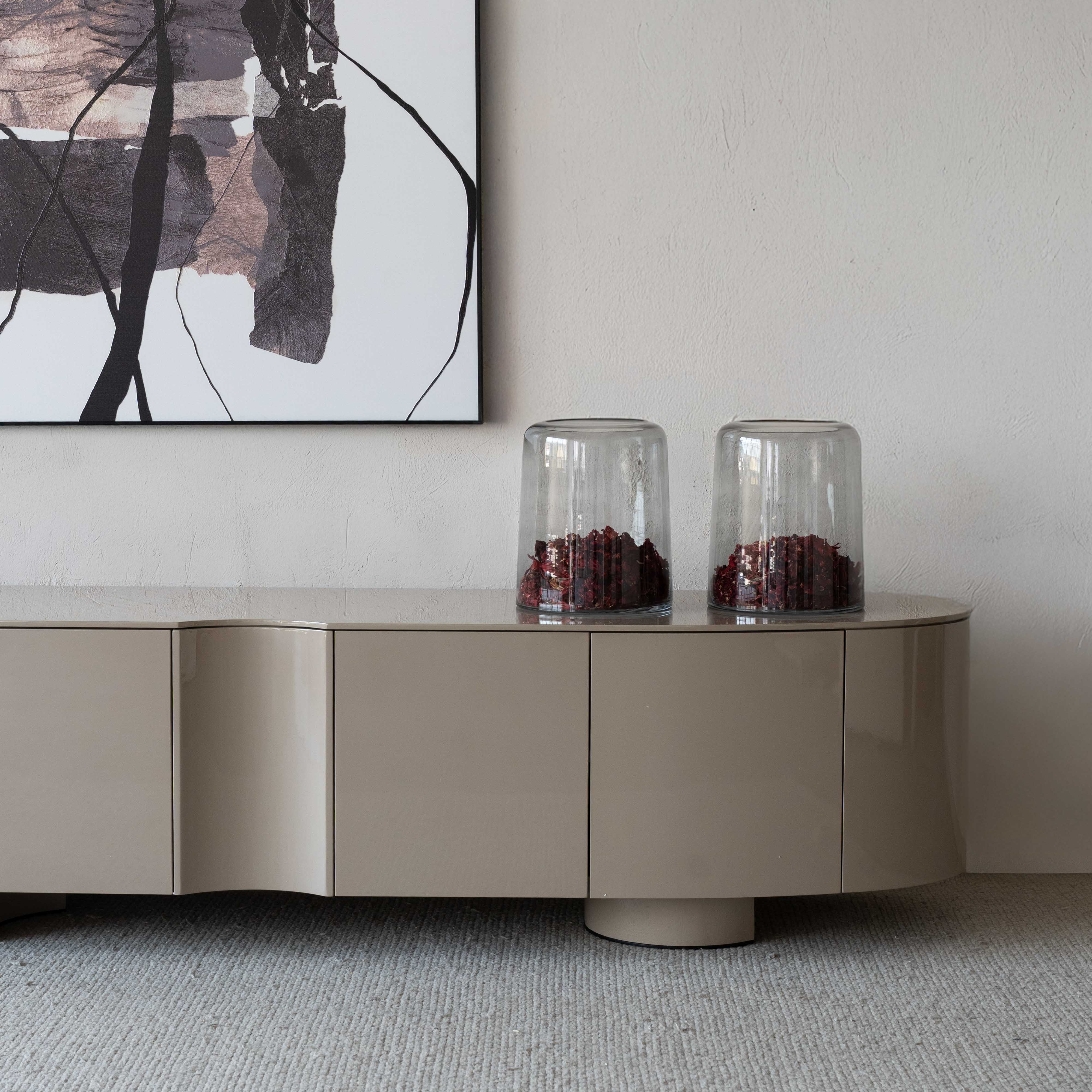 Levi Beige High Gloss Modern Media Table & Tv Unit - 032F2.2 - TV Units - WS Living Furniture Furniture Store in Dubai