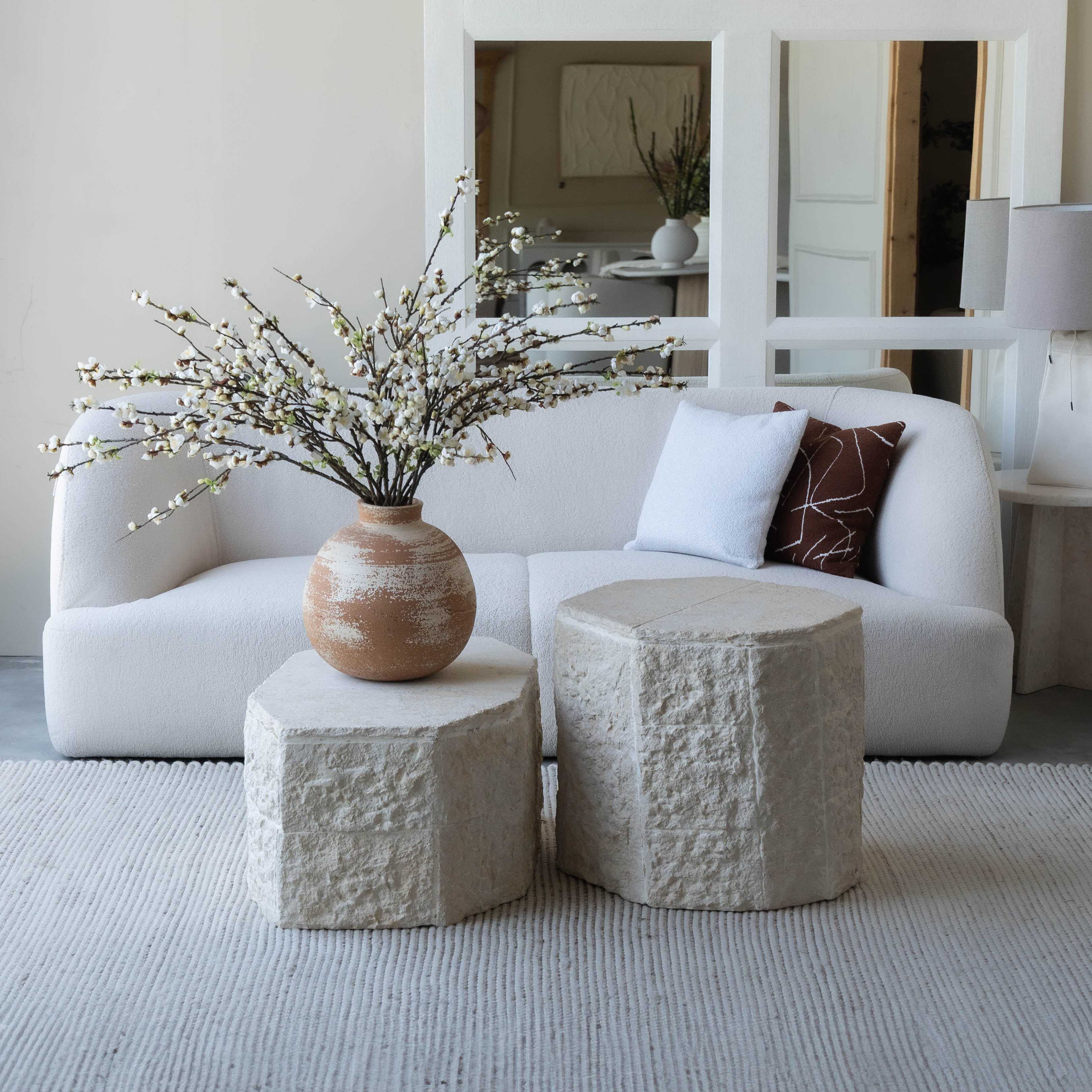 Rocky Lime Stone Handcrafted Table - Coffee Table - WS Living Furniture Furniture Store in Dubai