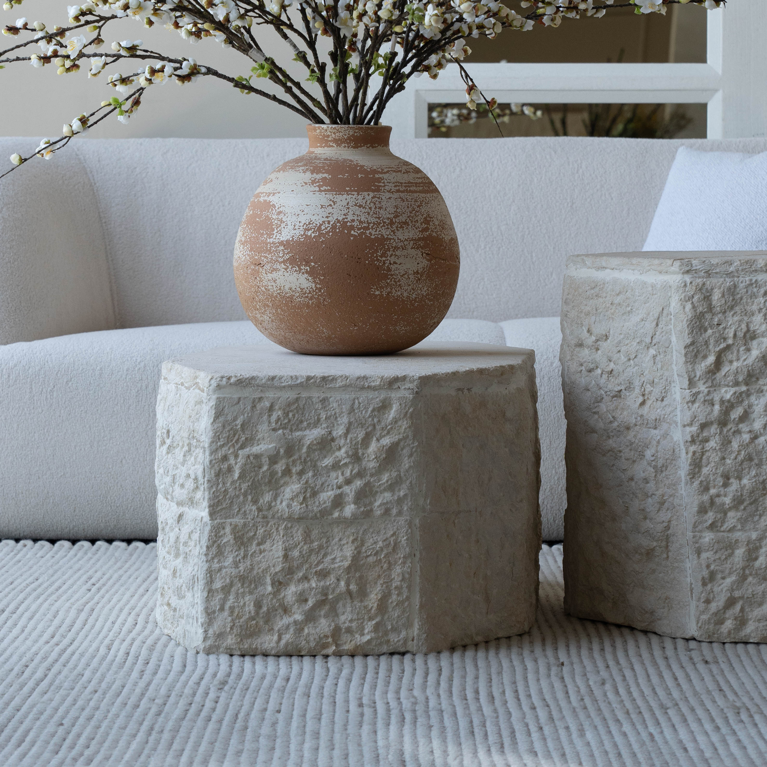 Rocky Lime Stone Handcrafted Table - Coffee Table - WS Living Furniture Furniture Store in Dubai