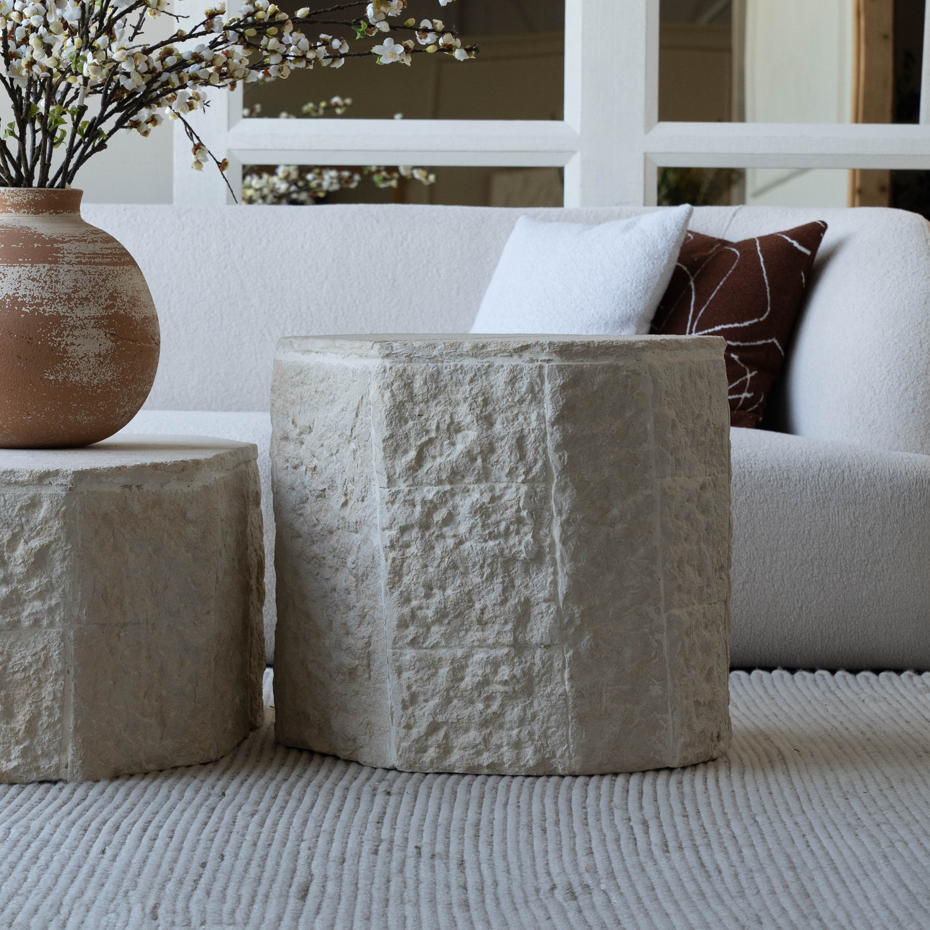 Rocky Lime Stone Handcrafted Table - Coffee Table - WS Living Furniture Furniture Store in Dubai