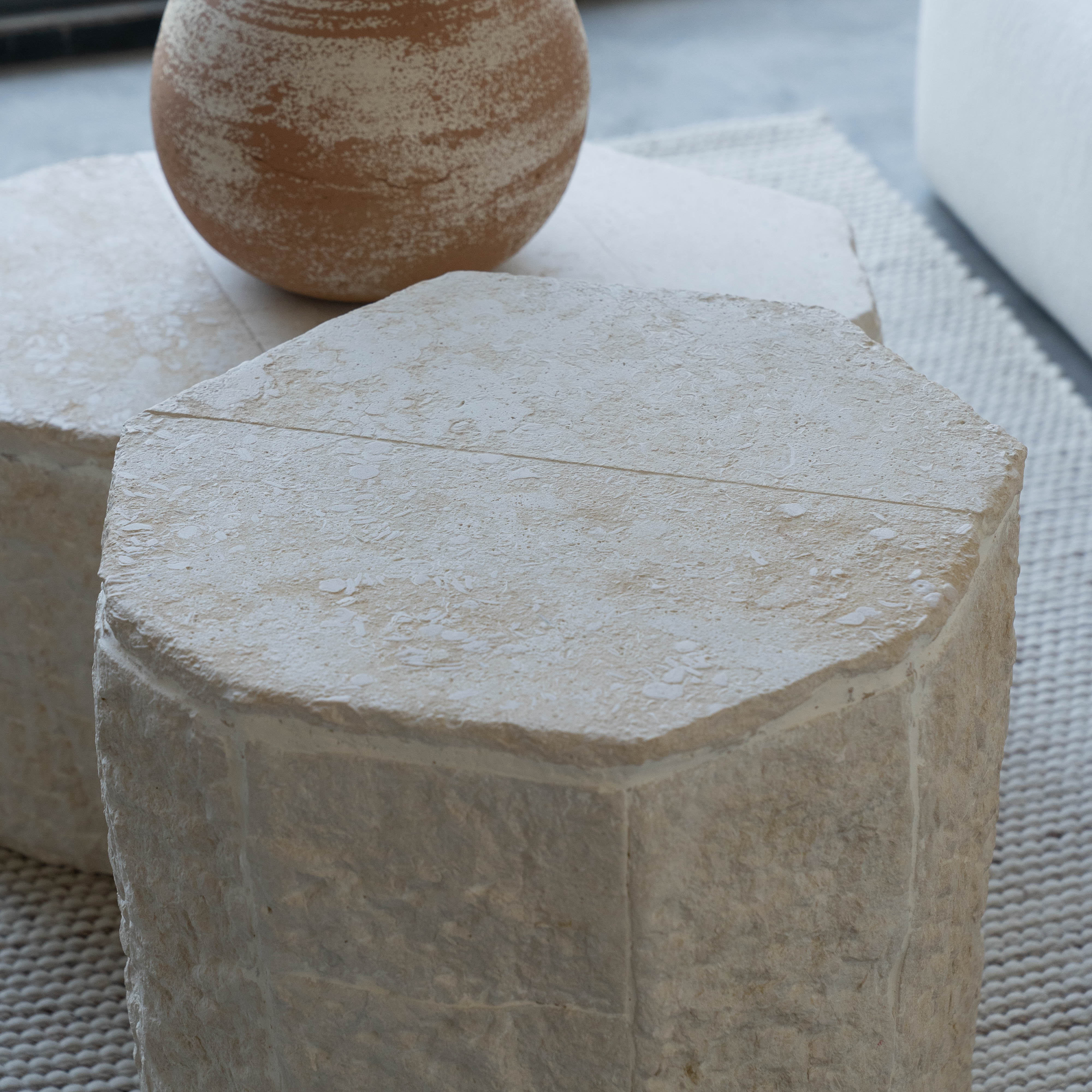 Rocky Lime Stone Handcrafted Table - Coffee Table - WS Living Furniture Furniture Store in Dubai