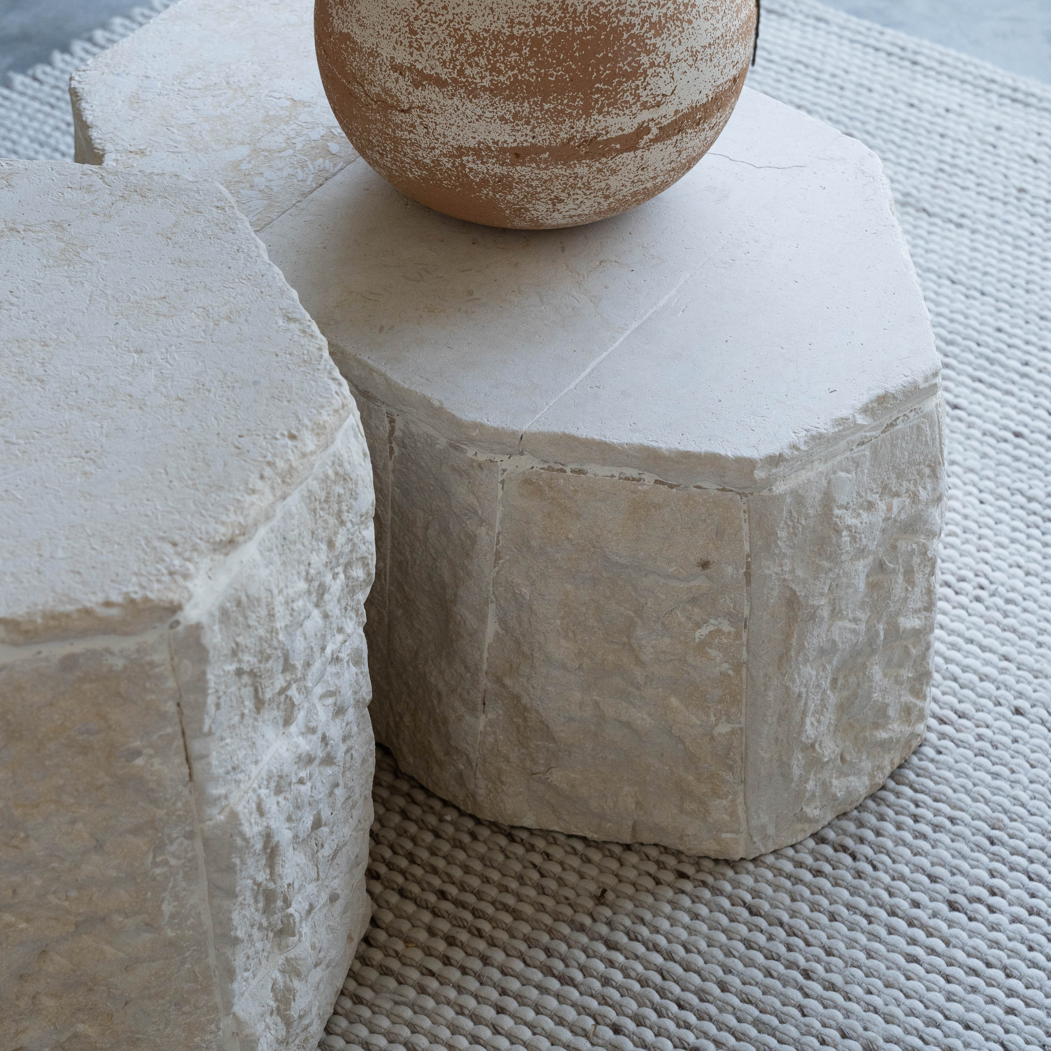 Rocky Lime Stone Handcrafted Table - Coffee Table - WS Living Furniture Furniture Store in Dubai