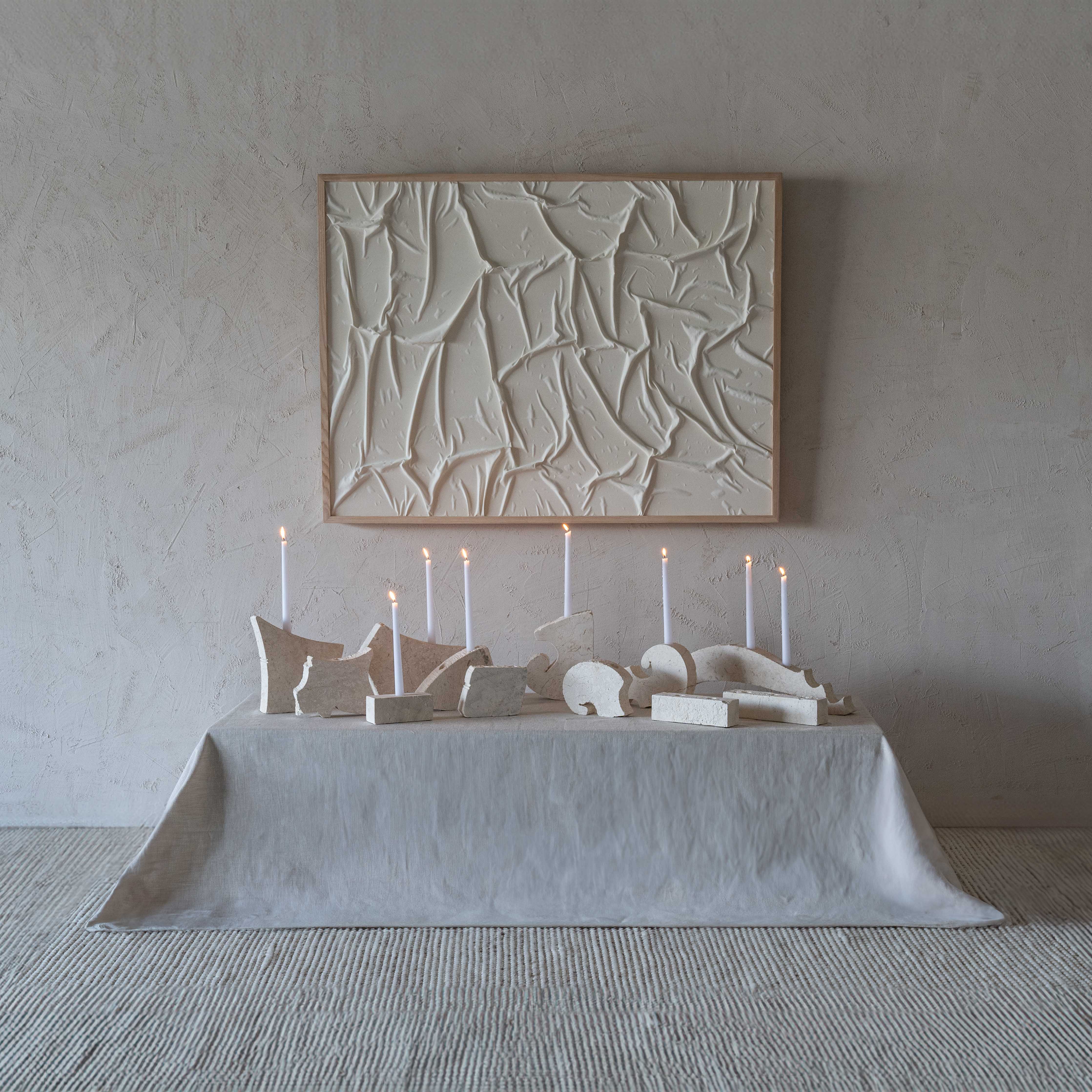 Natural Lime Stone Candle Holder - Candle Holder - WS Living Furniture Furniture Store in Dubai