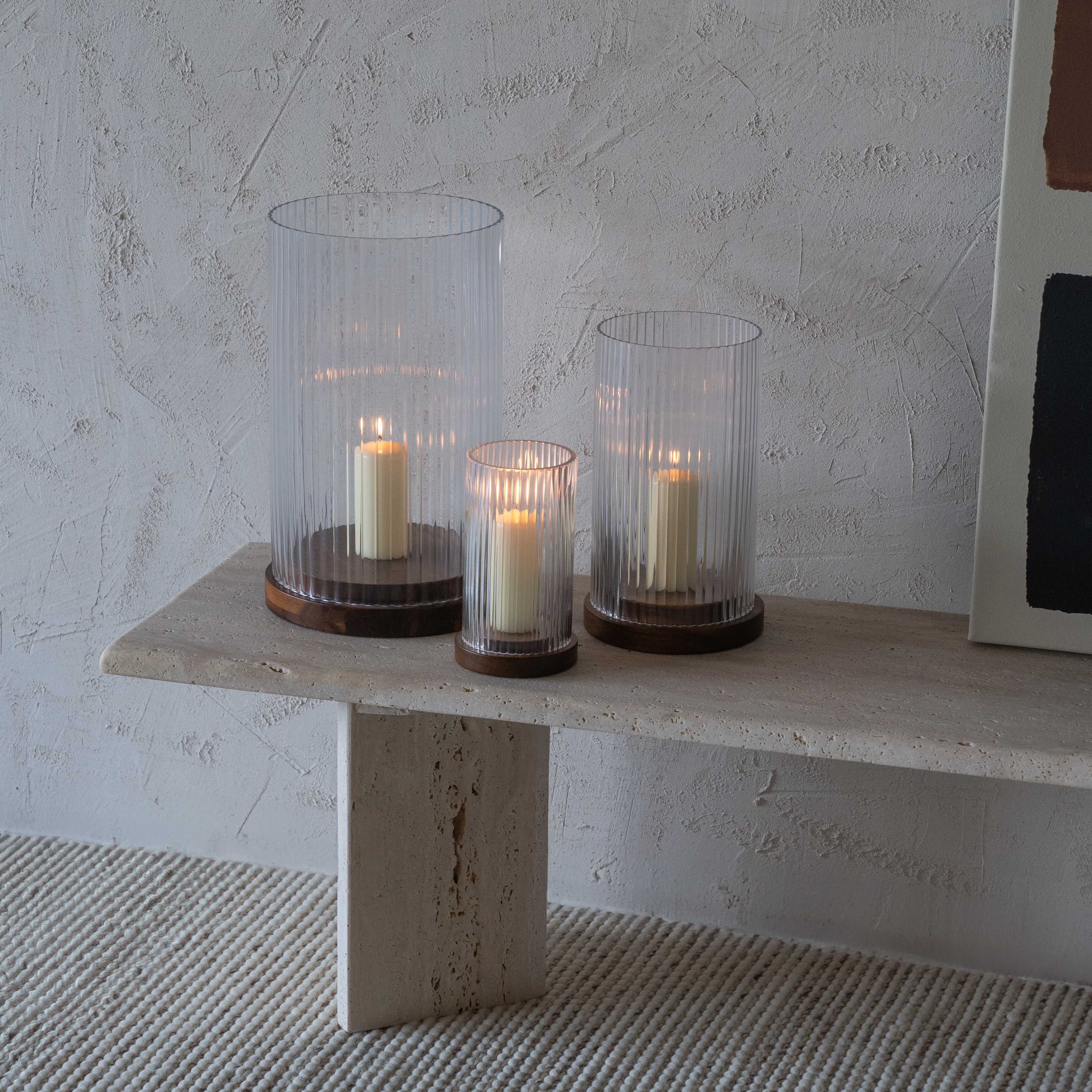 Lola Wood & Glass Candle Holder - Candle Holder - WS Living Furniture Furniture Store in Dubai