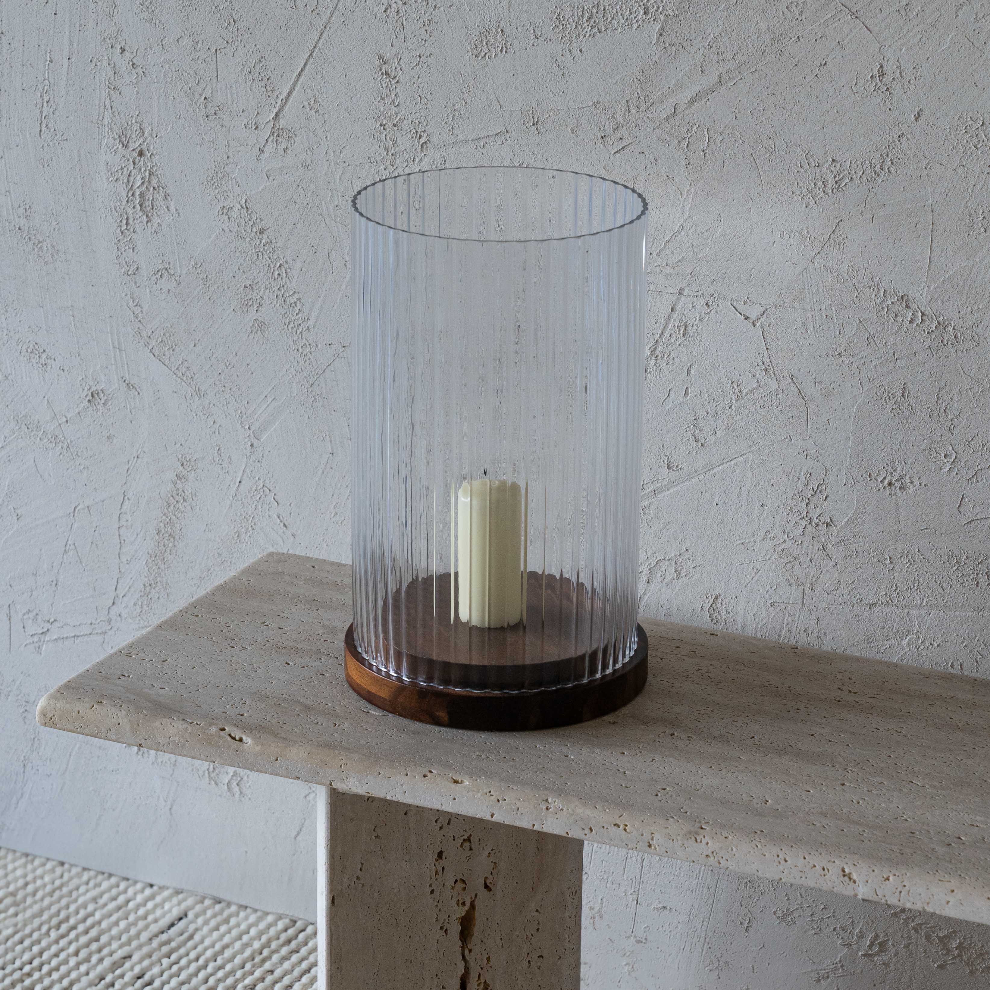 Lola Wood & Glass Candle Holder - Candle Holder - WS Living Furniture Furniture Store in Dubai