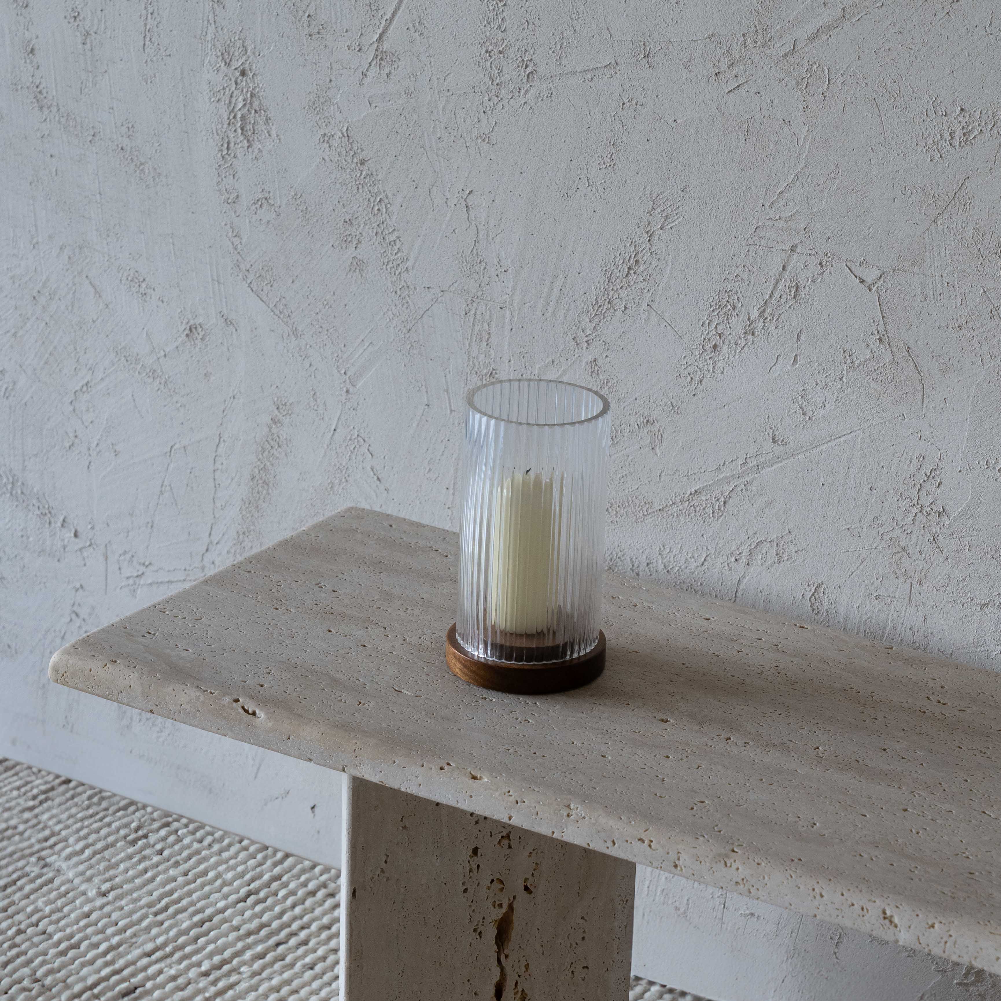 Lola Wood & Glass Candle Holder - Candle Holder - WS Living Furniture Furniture Store in Dubai