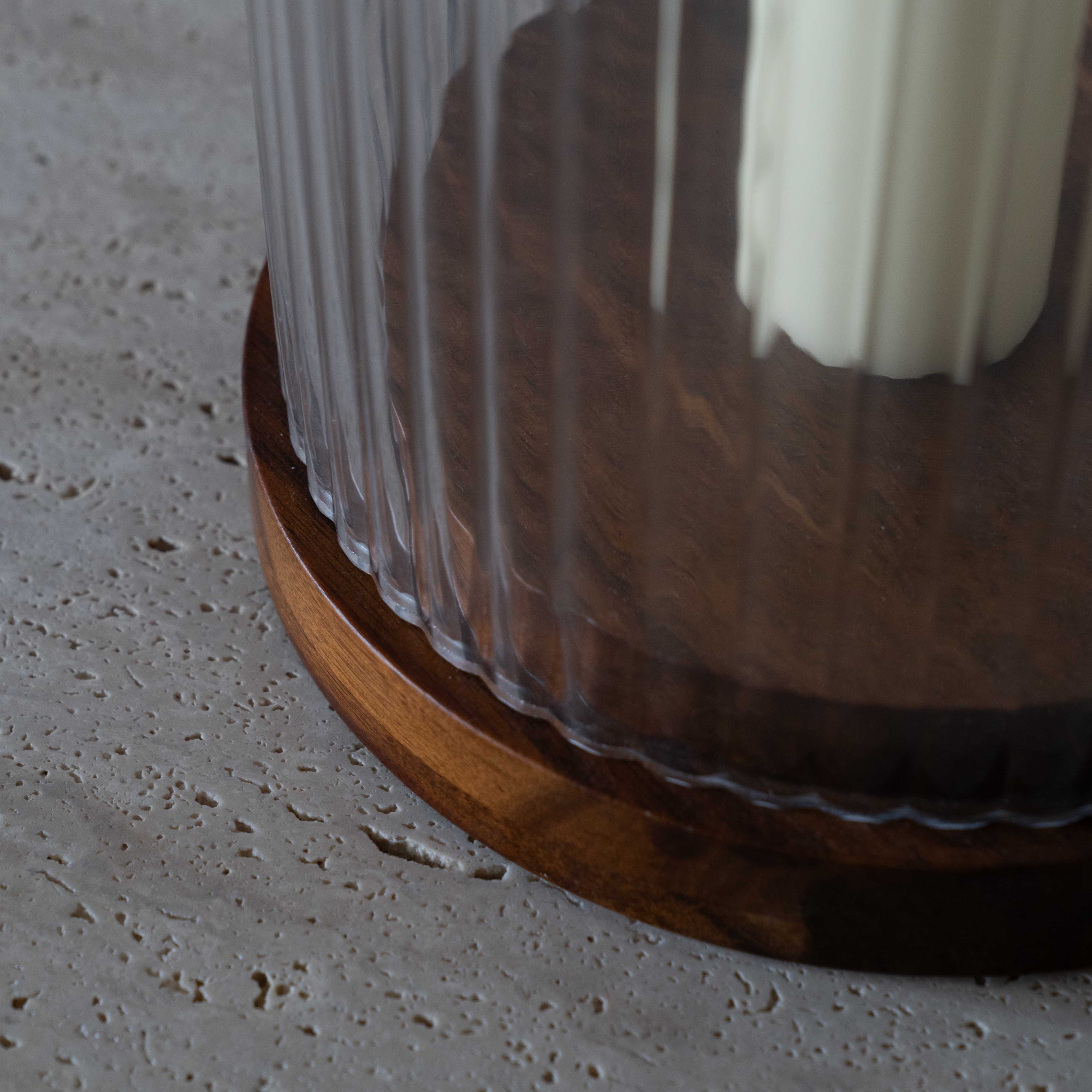 Lola Wood & Glass Candle Holder - Candle Holder - WS Living Furniture Furniture Store in Dubai