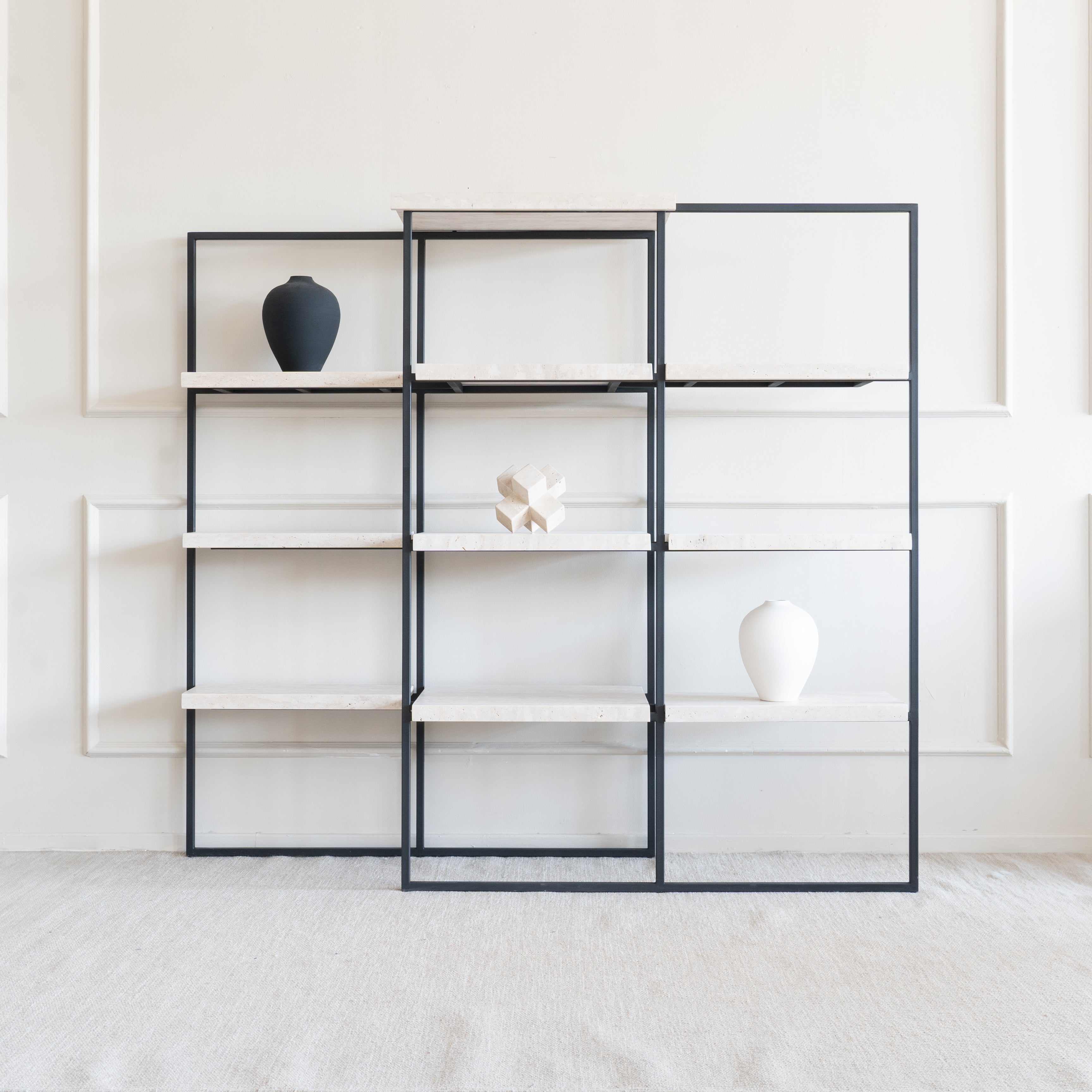 Loraine Modern Travertine Marble Book Shelf | Shelving Unit - Shelves - WS Living Furniture Furniture Store in Dubai