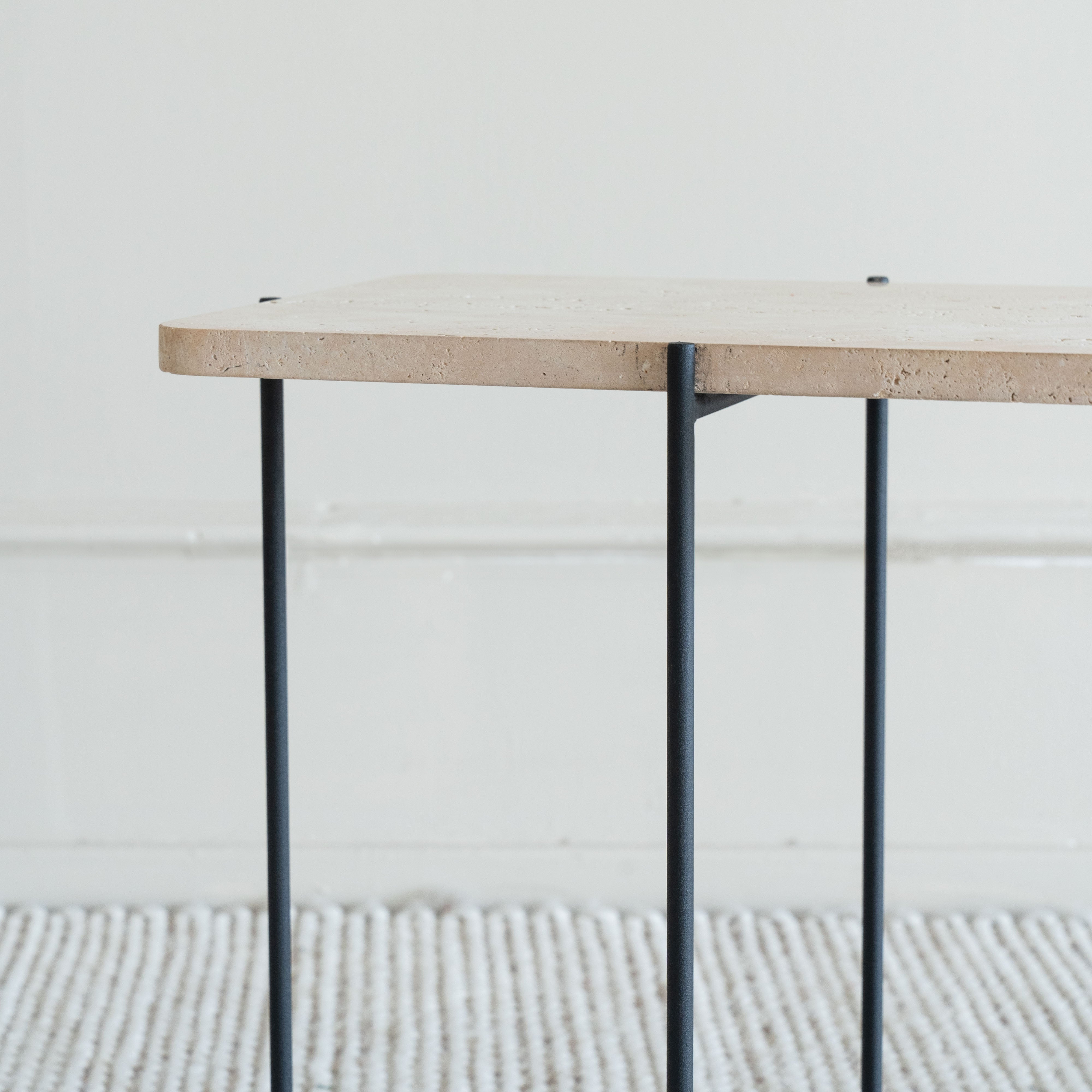 Loraine Travertine Marble Side Table - Side Table - WS Living - UAE Modern Home Furniture Stores in Dubai
