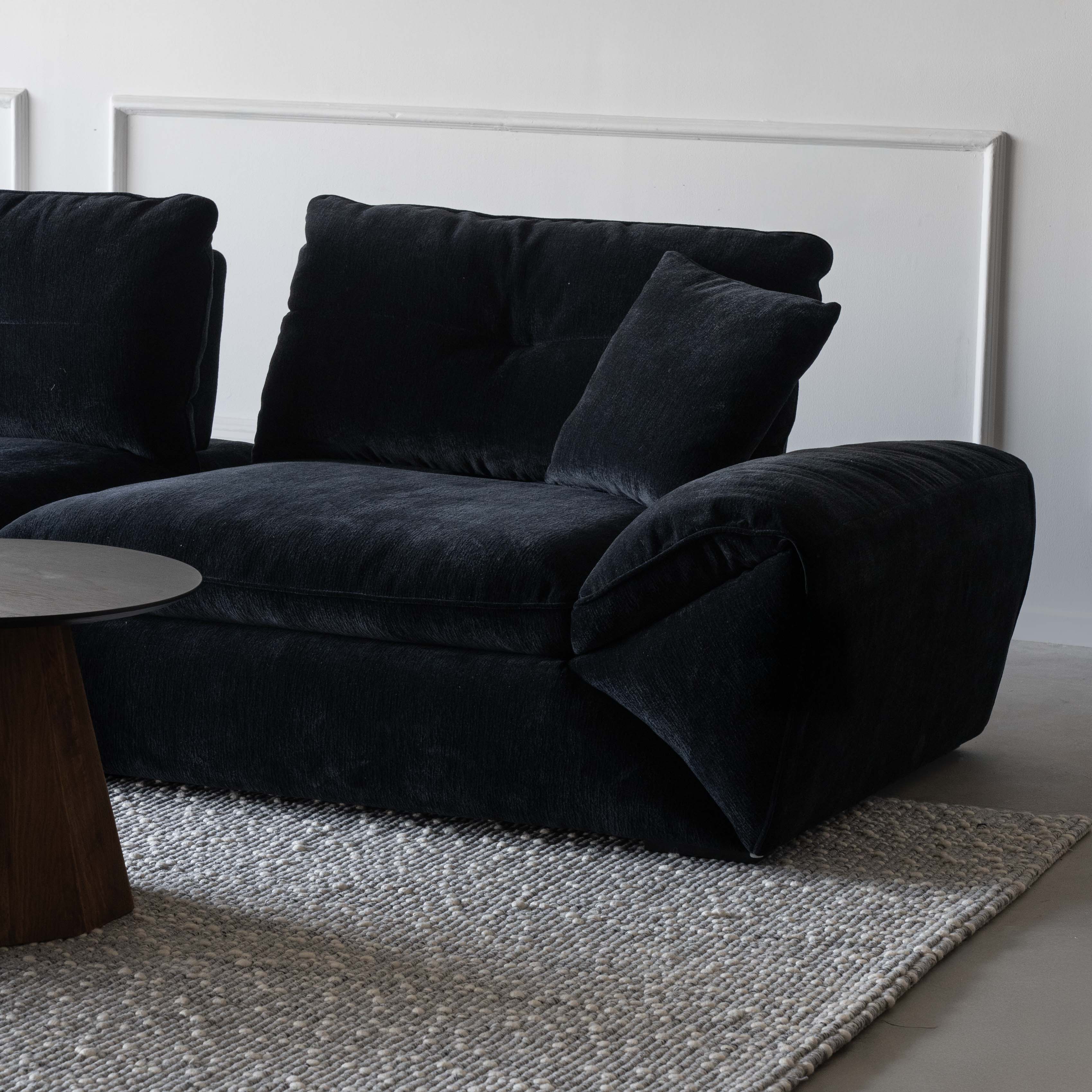 Louisa Extendable Black - Modern 3 Seater Sofa - Sofas - WS Living Furniture Furniture Store in Dubai