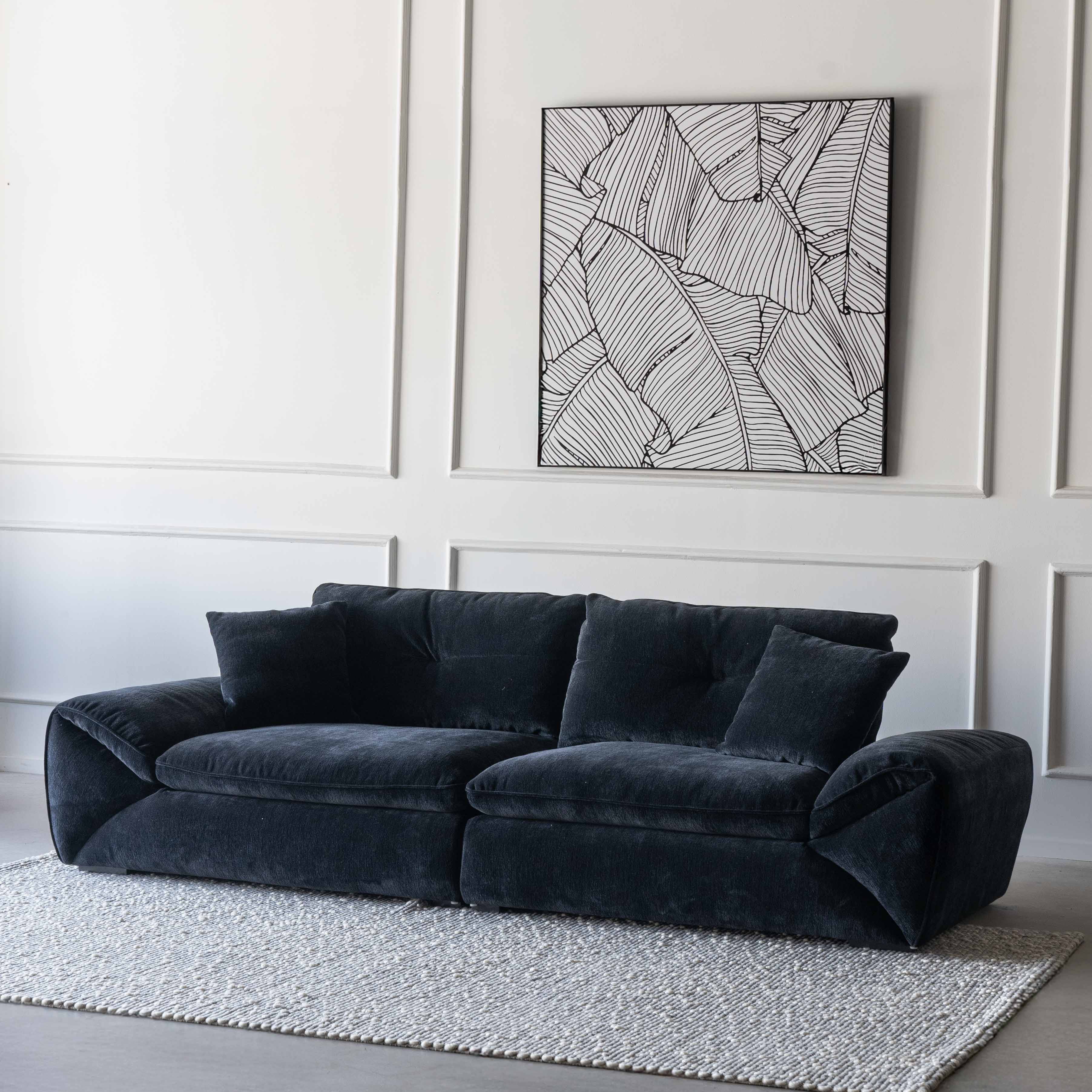 Louisa Extendable Black - Modern 3 Seater Sofa - Sofas - WS Living Furniture Furniture Store in Dubai