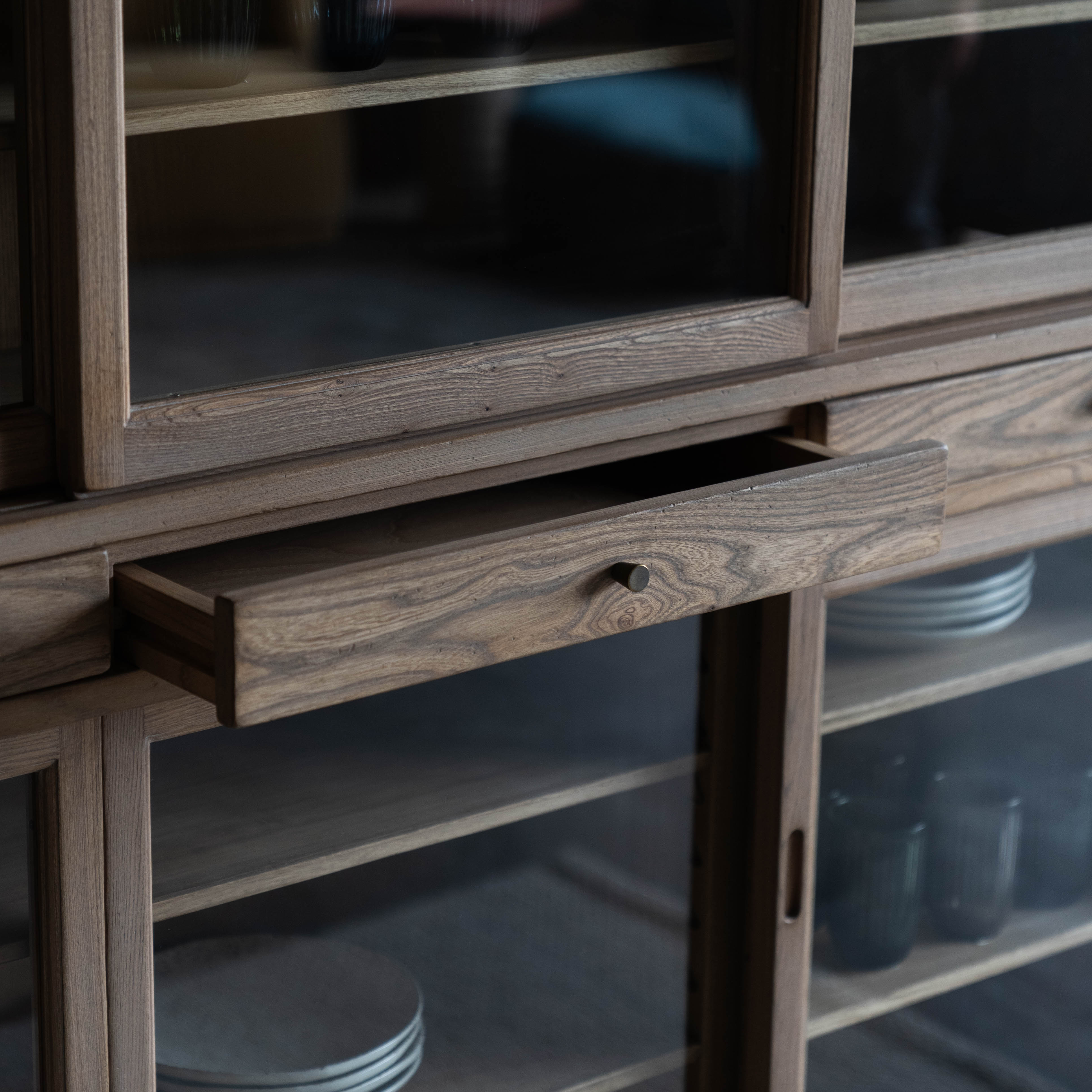 Luca Natural Wood Mid Century Cabinet & Shelving Unit