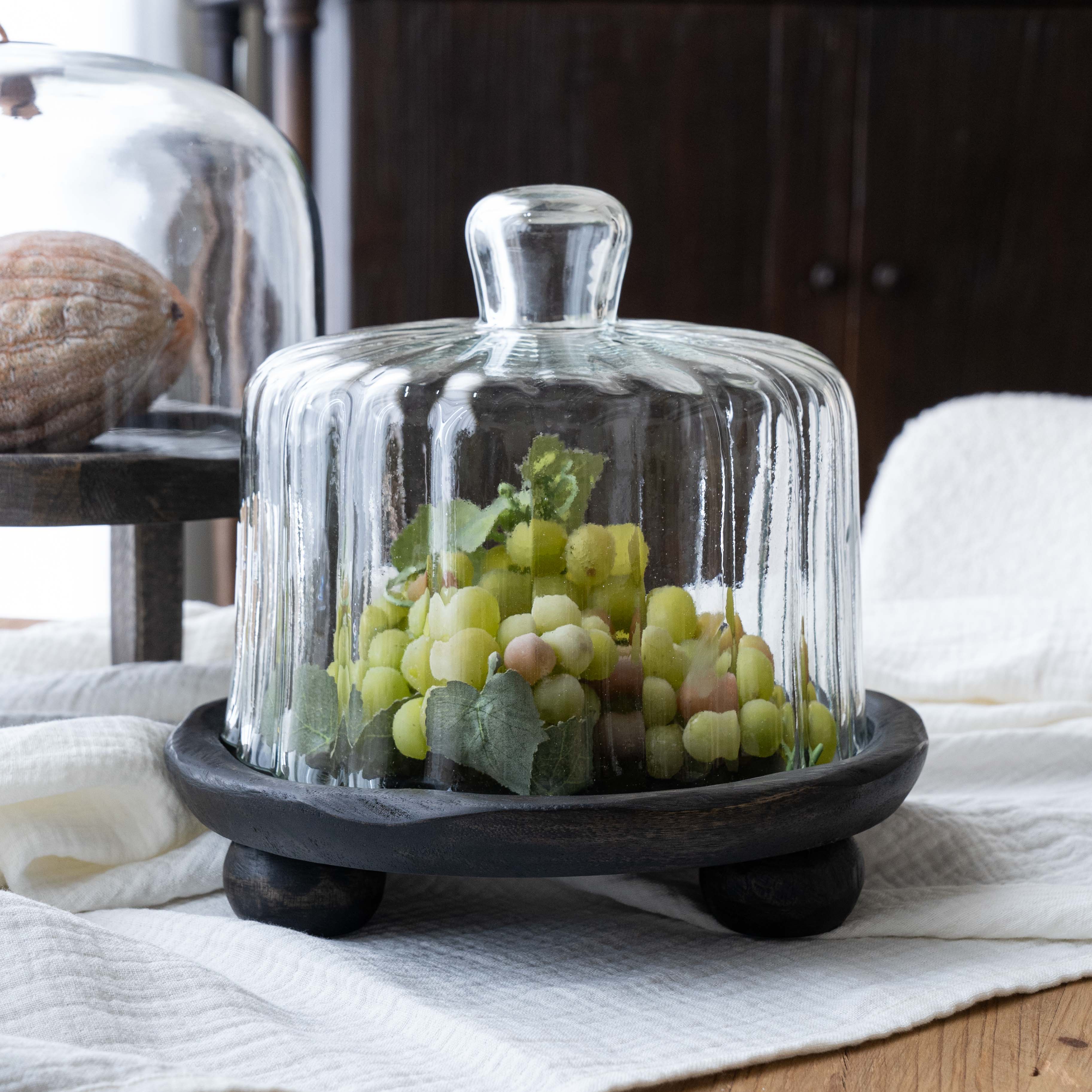 Luma Wood Serving Tray & Cake Stand With Dome/Cloche - Table Container - WS Living Furniture Furniture Store in Dubai