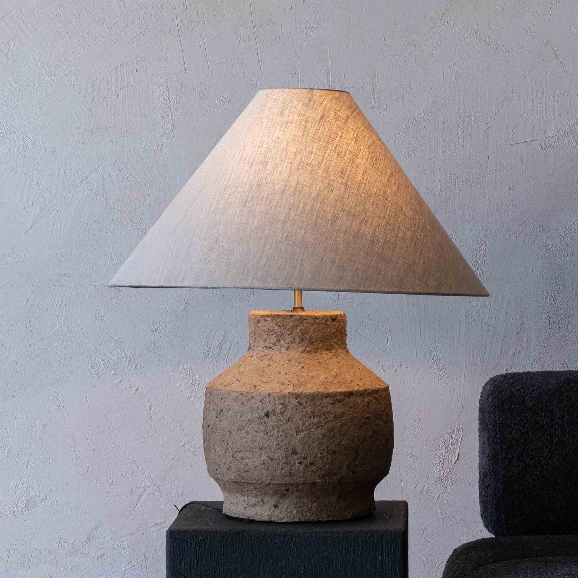 Luna Bloom Rustic Paper Mâché Artisan Table Lamp - Big 88555 A - Table Lamps - WS Living Furniture Furniture Store in Dubai
