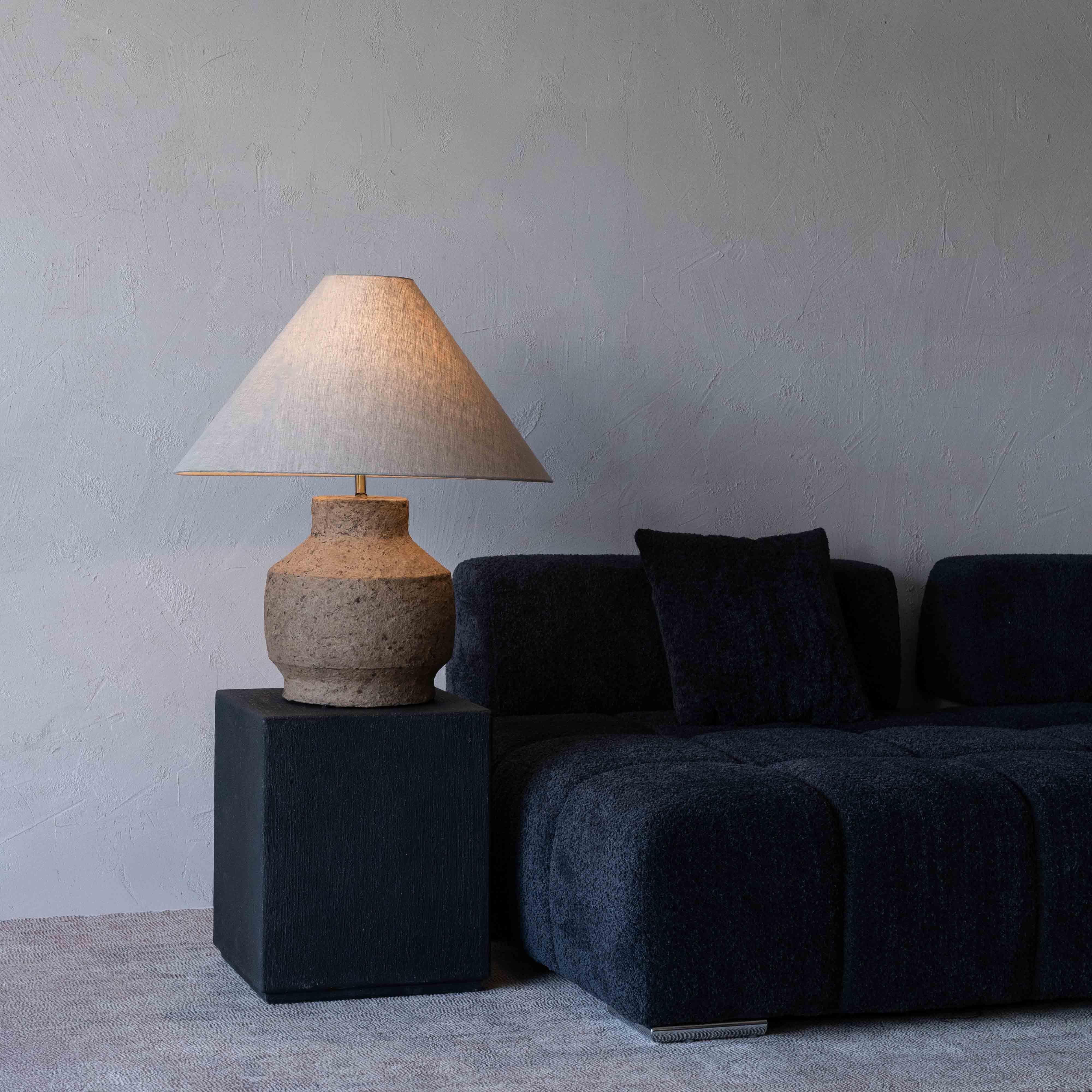 Luna Bloom Rustic Paper Mâché Artisan Table Lamp - Big 88555 A - Table Lamps - WS Living Furniture Furniture Store in Dubai