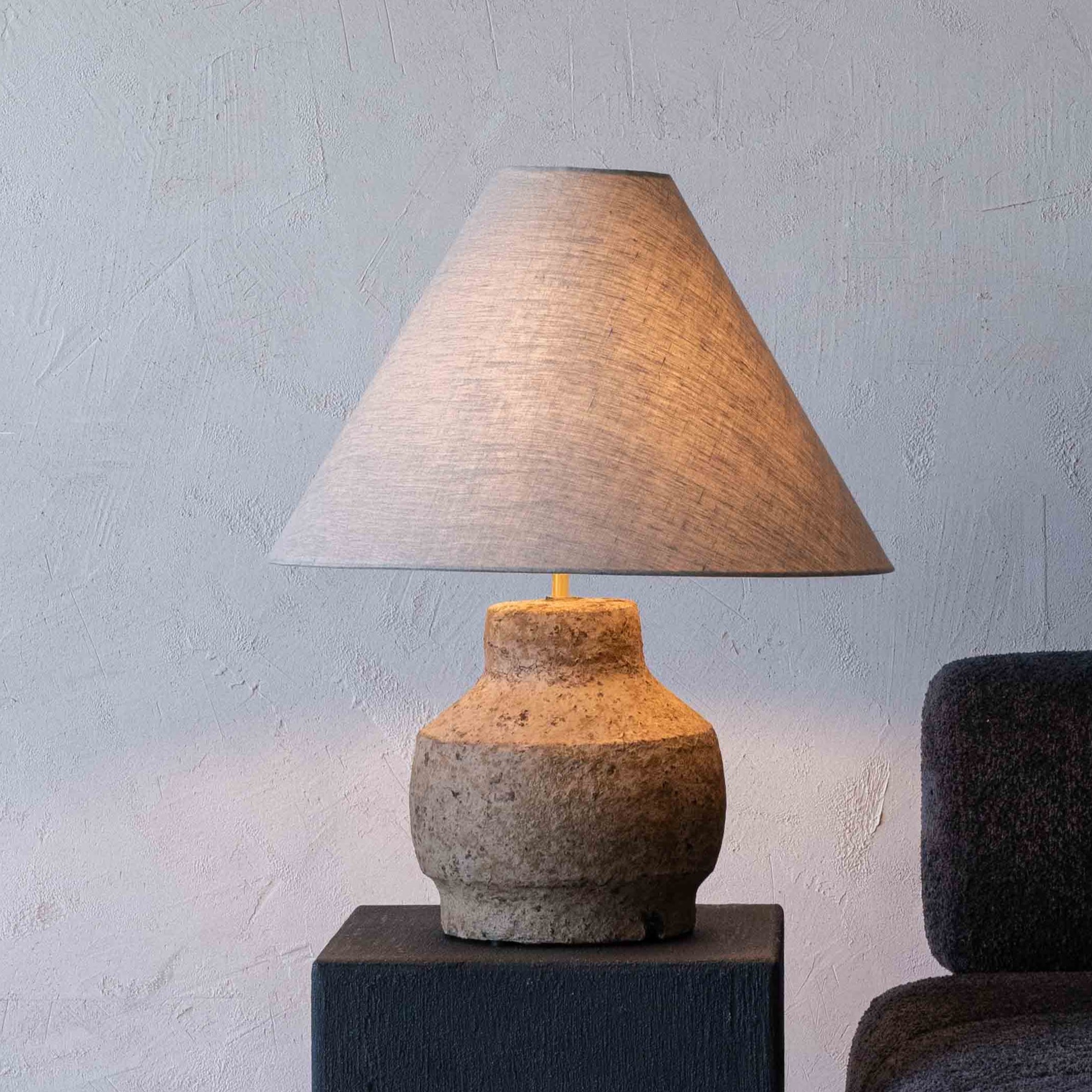 Luna Bloom Rustic Paper Mâché Artisan Table Lamp - Small - 88562 B - Table Lamps - WS Living Furniture Furniture Store in Dubai