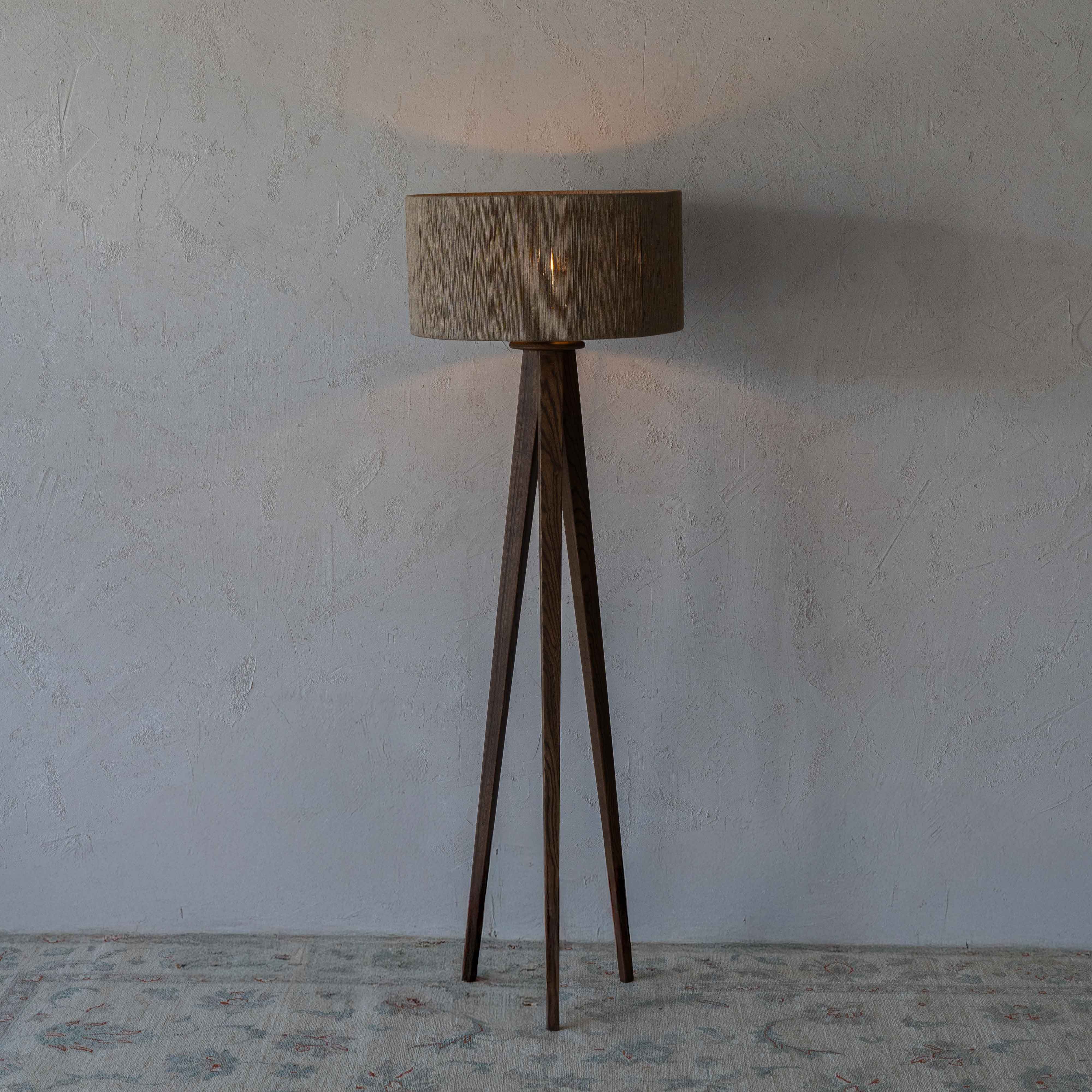 Lunar Solid Wood & Jute Shade Tripod Floor Lamp