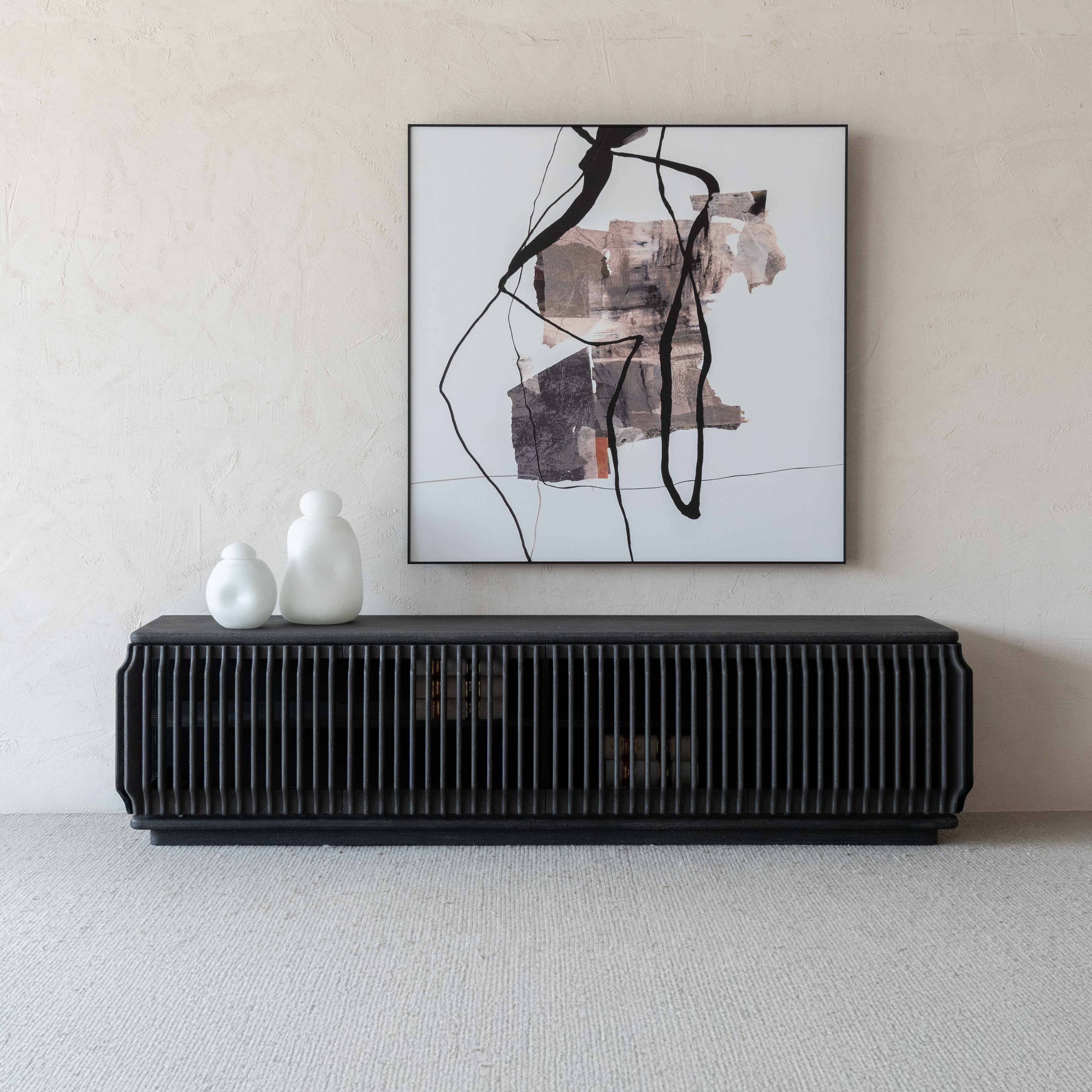 Luxe Loom Black Wood Modern TV Unit - TV Units - WS Living Furniture Furniture Store in Dubai