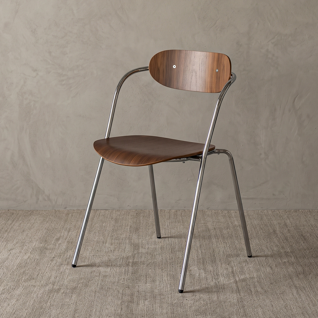 Marcel Chrome & Walnut Modern Dining Chair