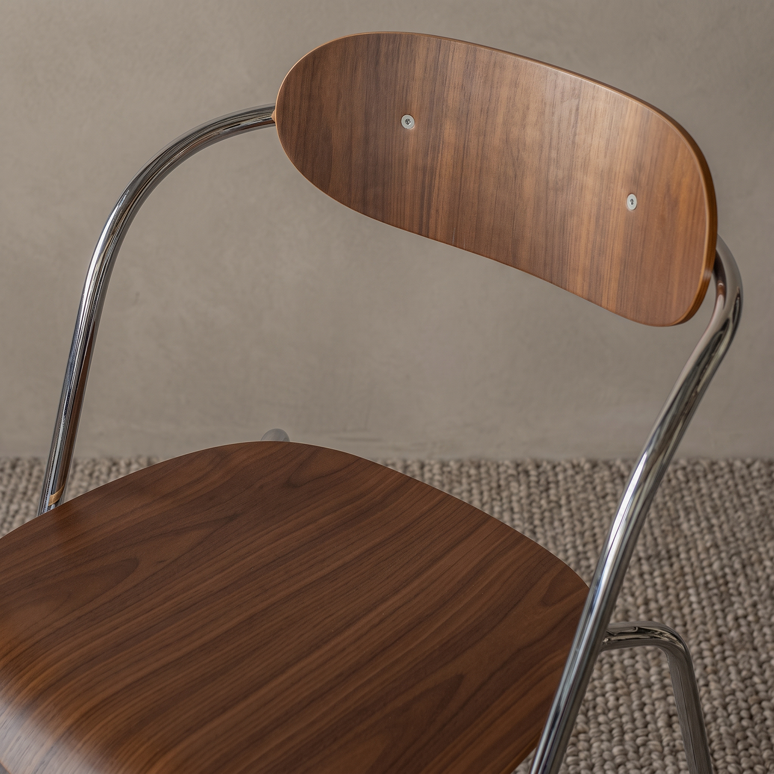 Marcel Chrome & Walnut Modern Dining Chair