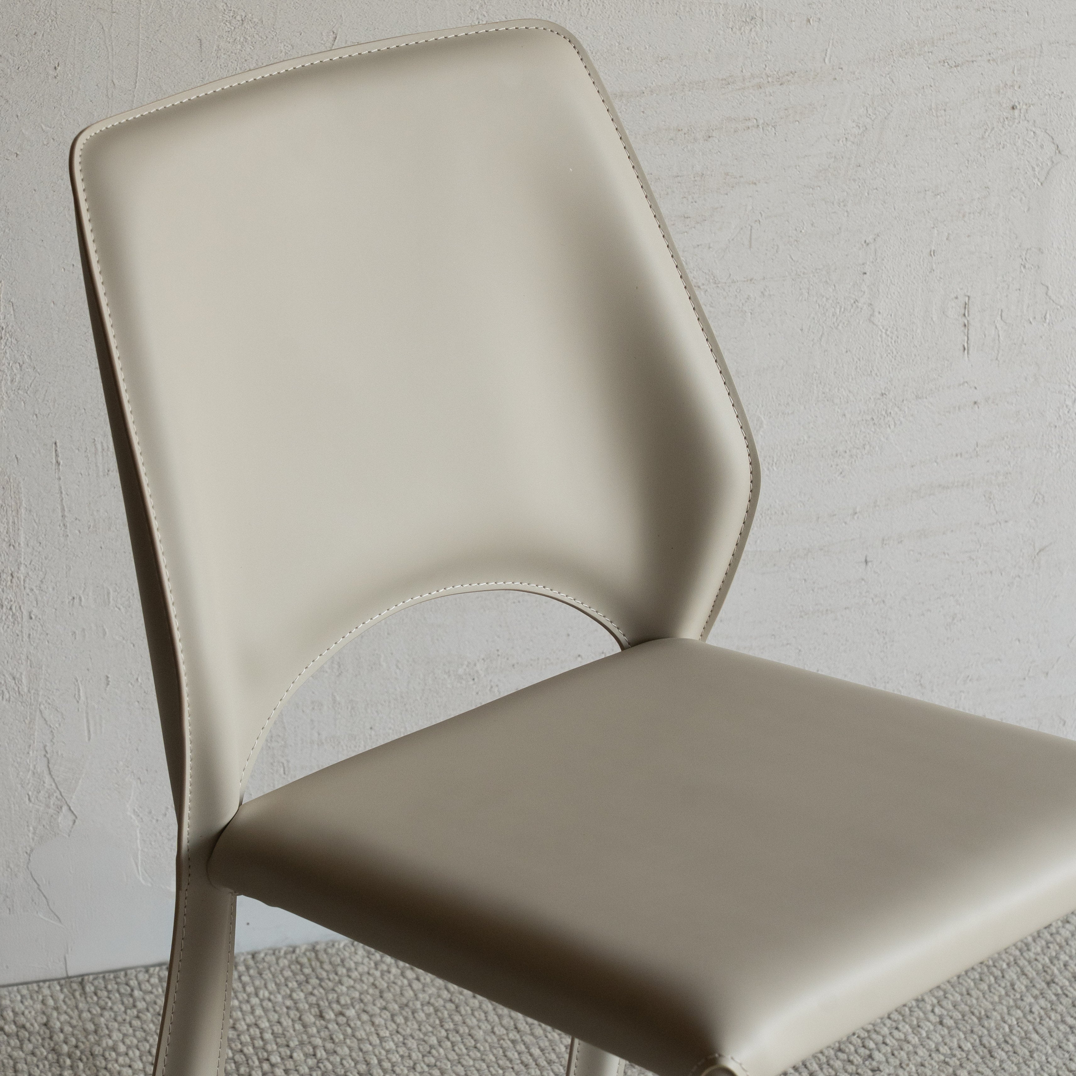 Mulan Modern Leather Dining Chair - BEIGE