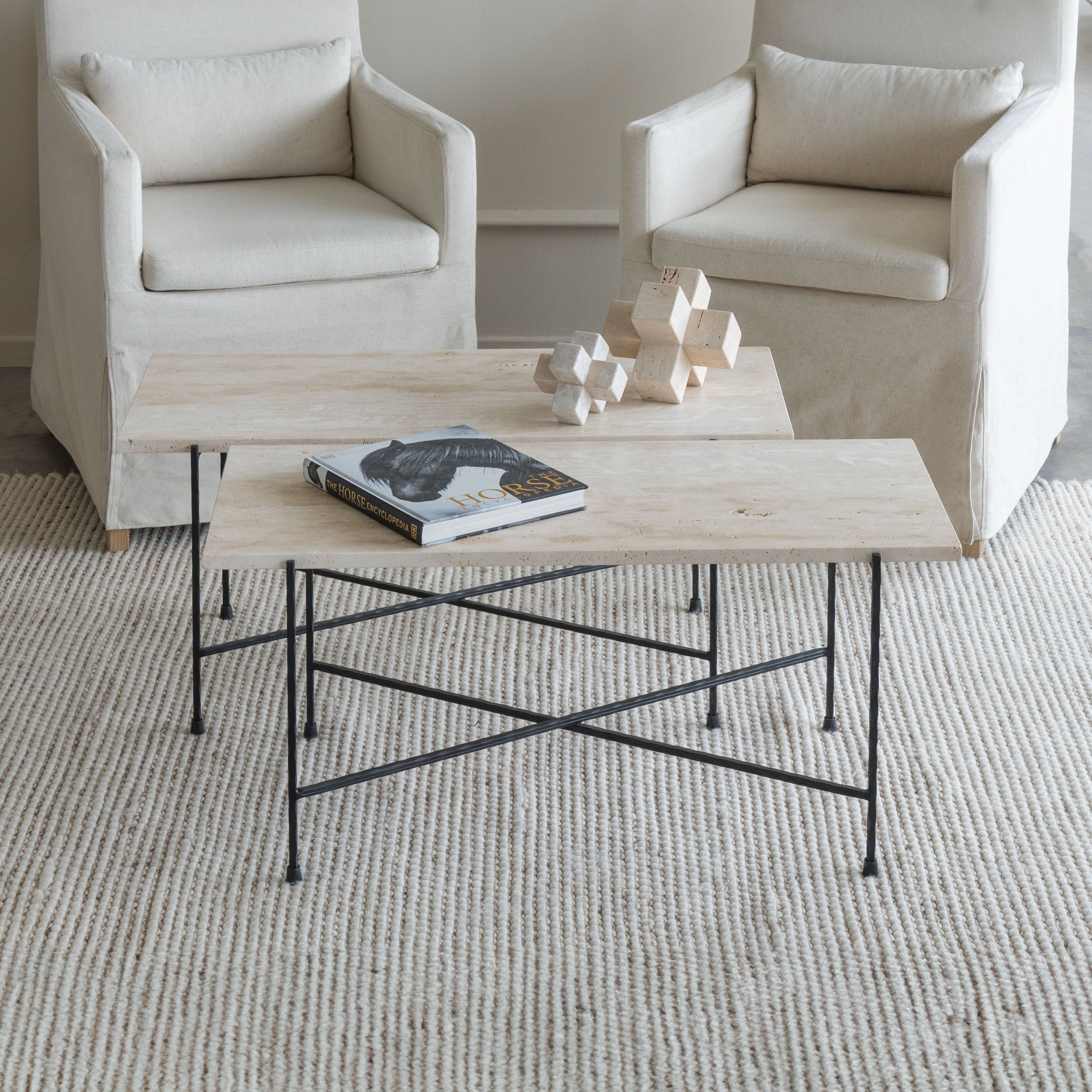 Loraine Travertine Marble Coffee Table - Coffee Tables - WS Living Furniture Furniture Store in Dubai