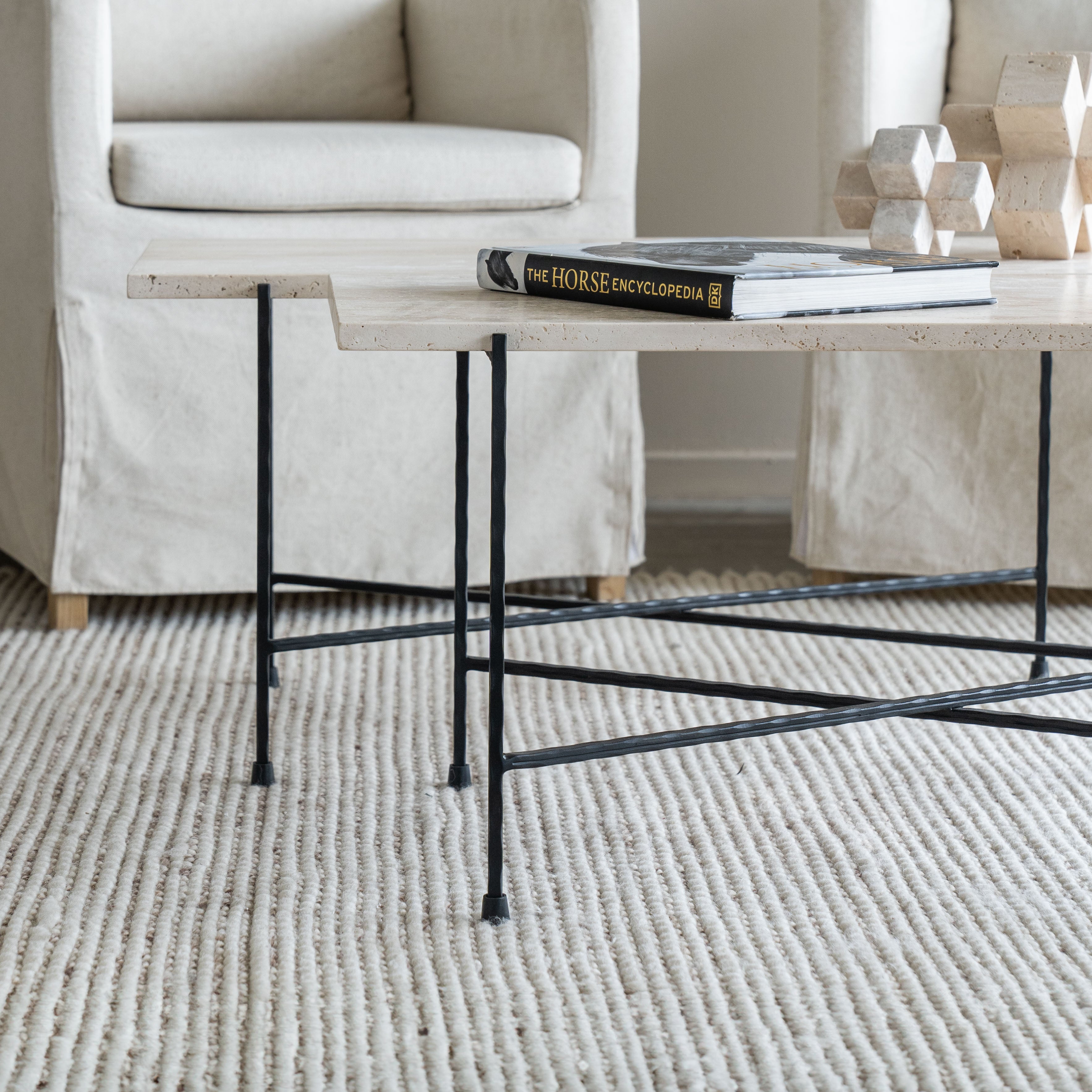 Loraine Travertine Marble Coffee Table - Coffee Tables - WS Living Furniture Furniture Store in Dubai