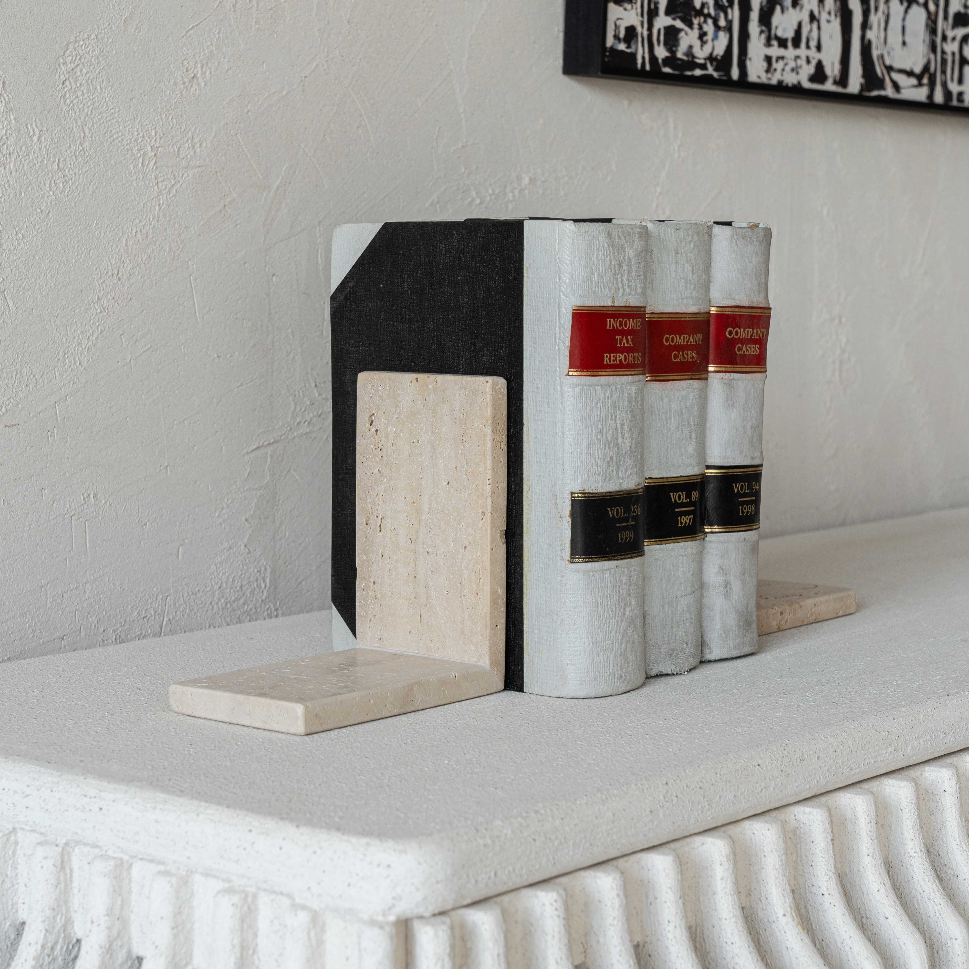 Minimalist Travertine Marble Book Holder - Candle Holder - WS Living Furniture Furniture Store in Dubai