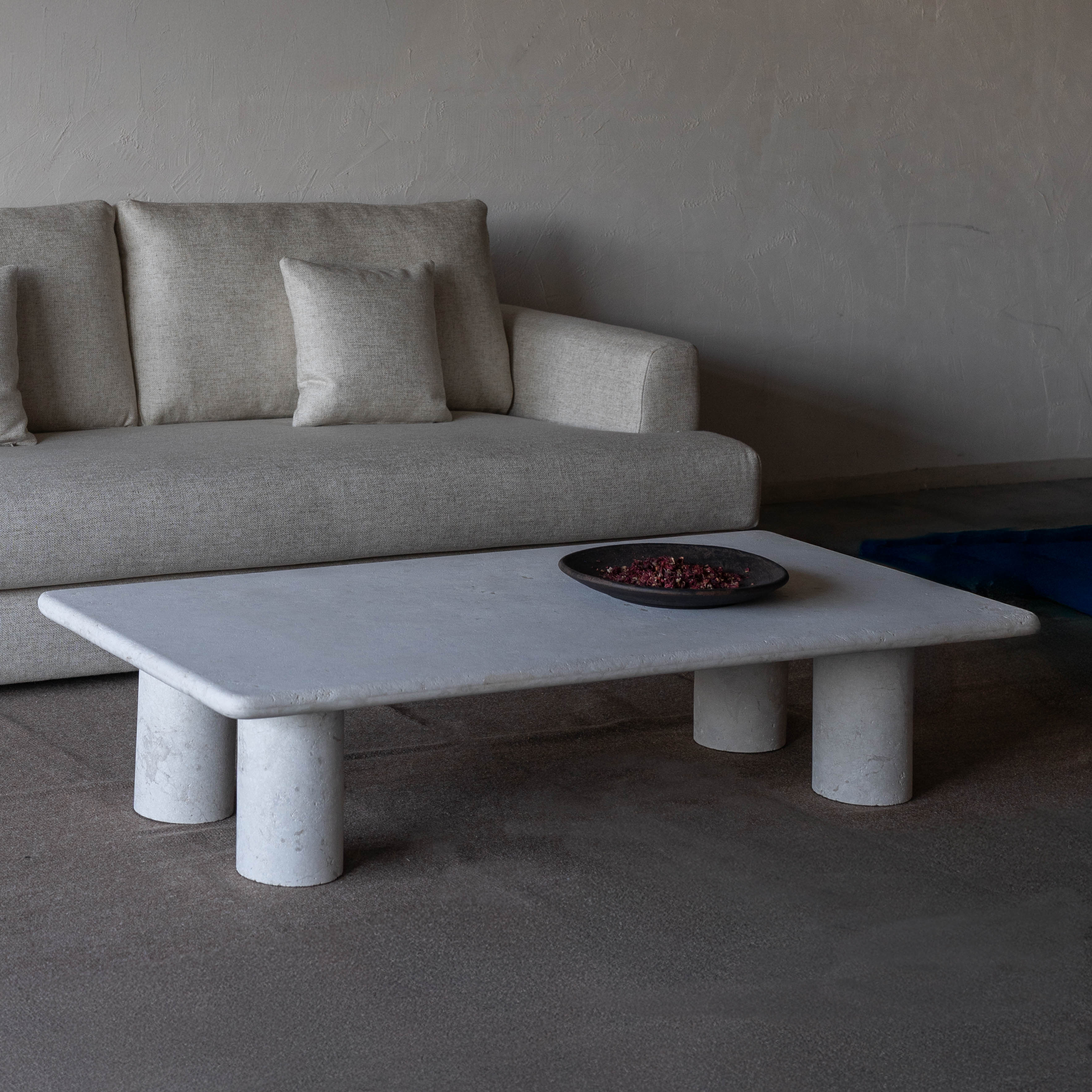 Palm Limestone Marble Rectangle Coffee Table