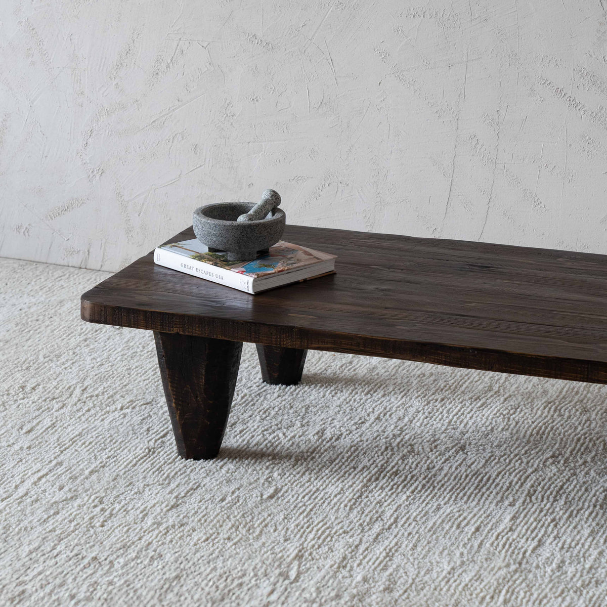 Marmaris Solid Pine Wood Coffee Table - DARK WALNUT