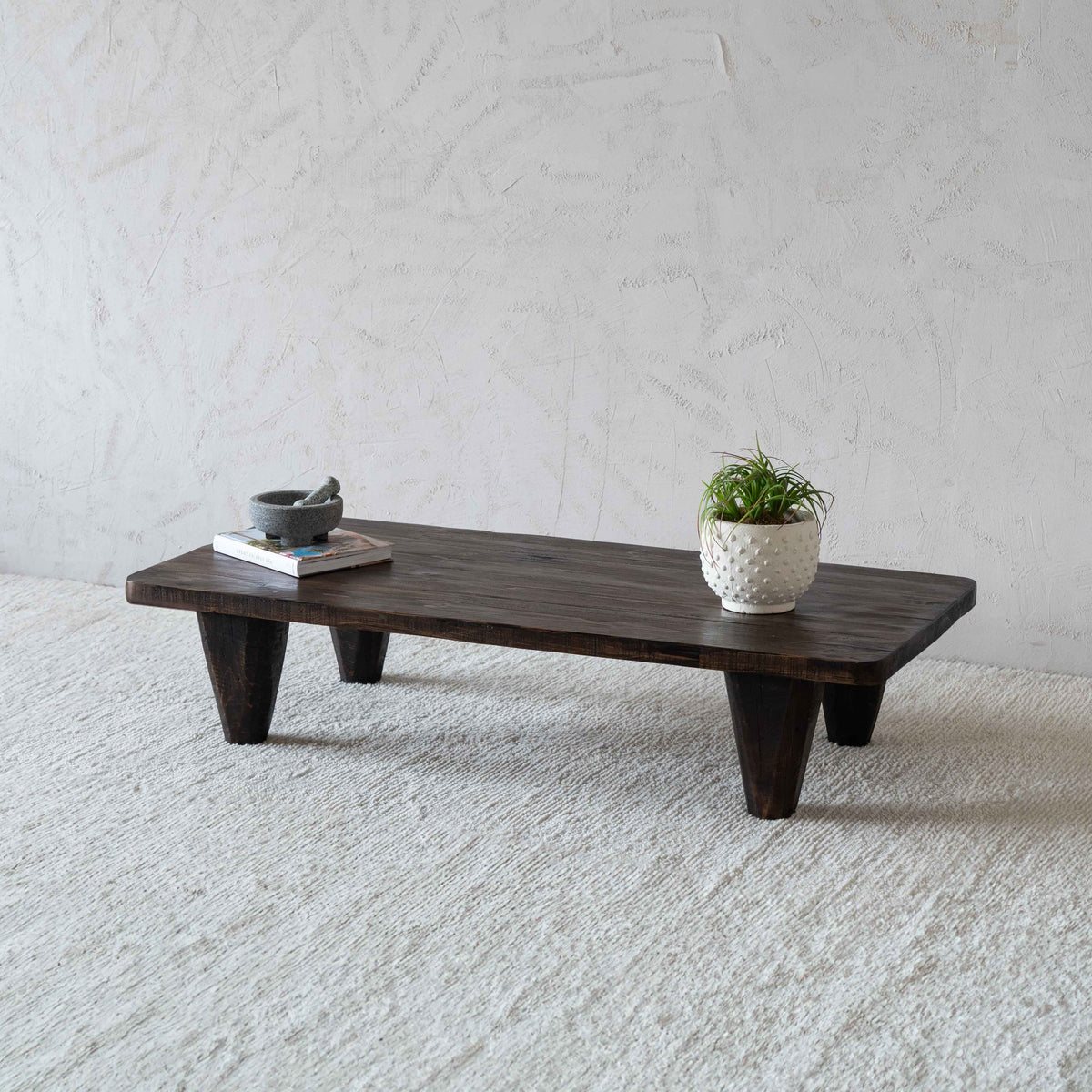 Marmaris Solid Pine Wood Coffee Table - DARK WALNUT