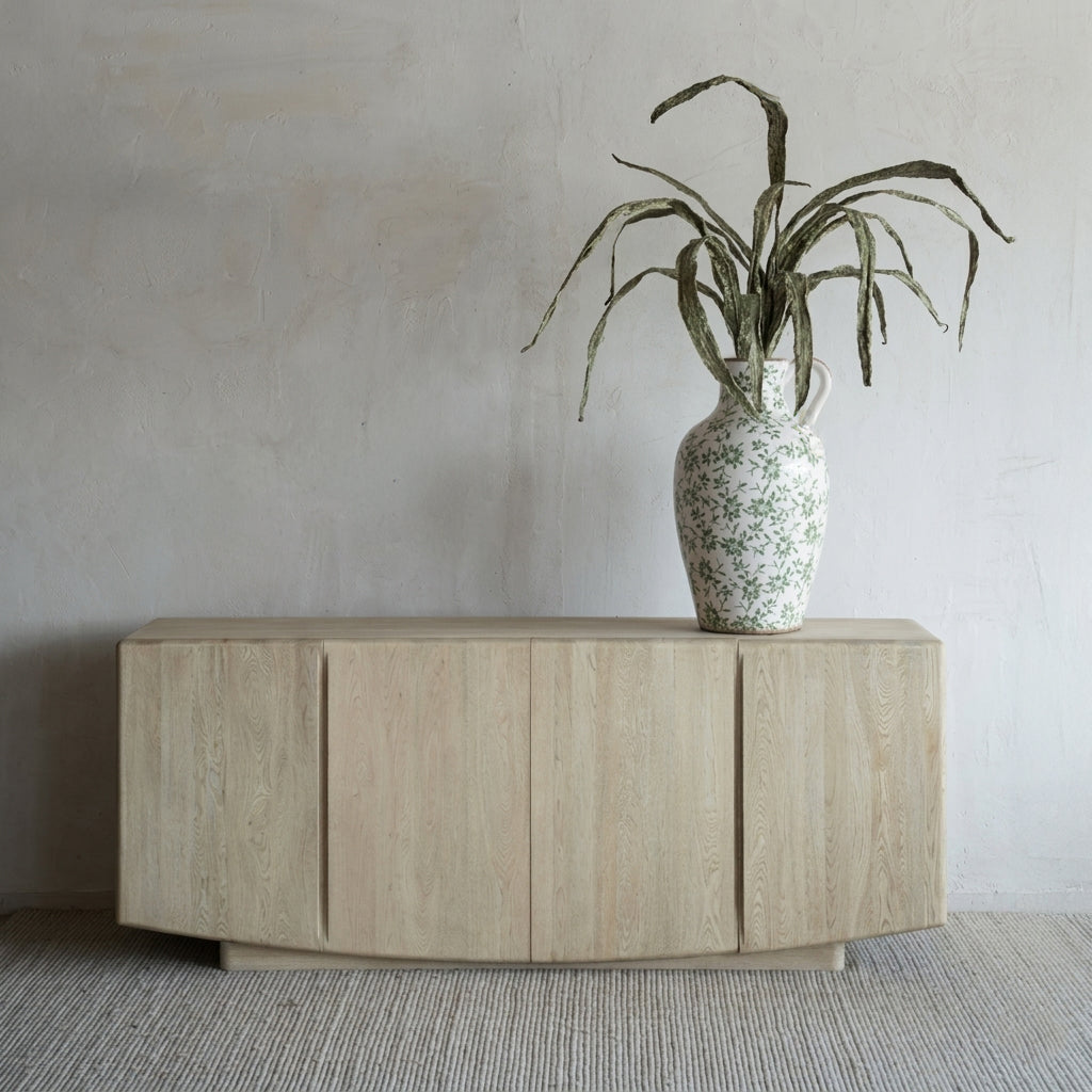 وحدة تلفزيون من خشب الدردار بتصميم عتيق على شكل عرش - كبيرة