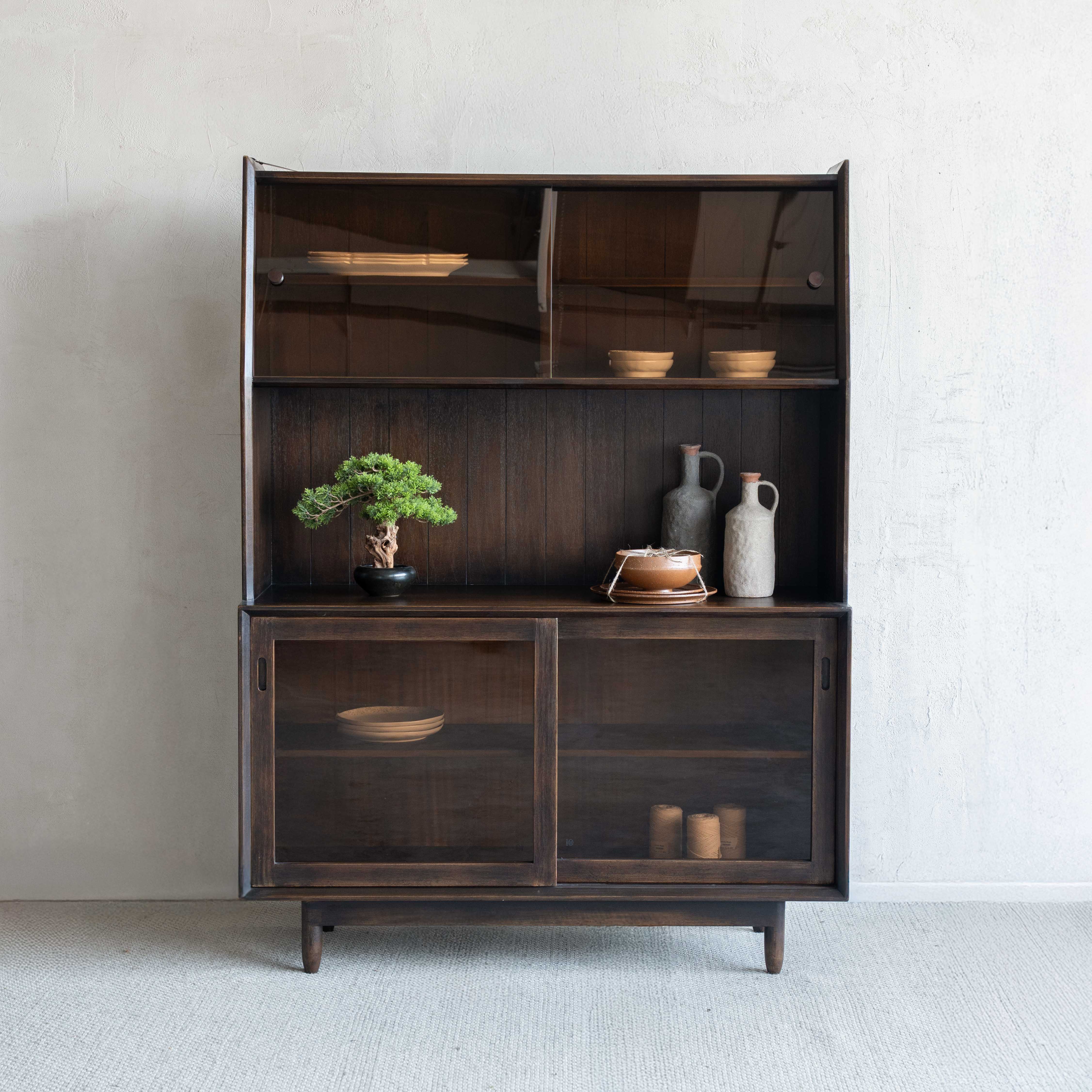 Mayumi Real Antique Vintage Glass Door Cabinet