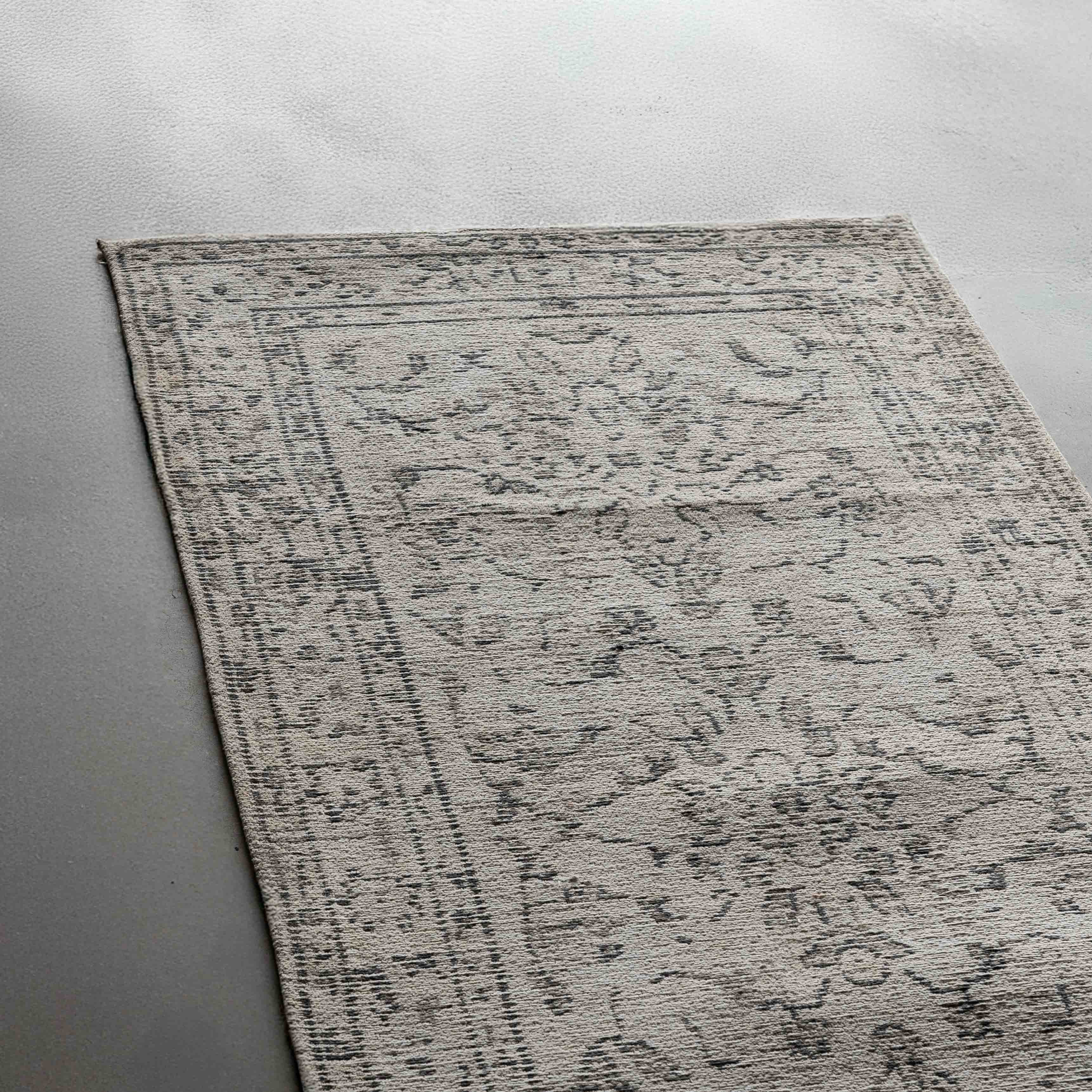 Merino Eggshell Vintage Style Cotton Woven Runner Rug - Rugs - WS Living Furniture Furniture Store in Dubai