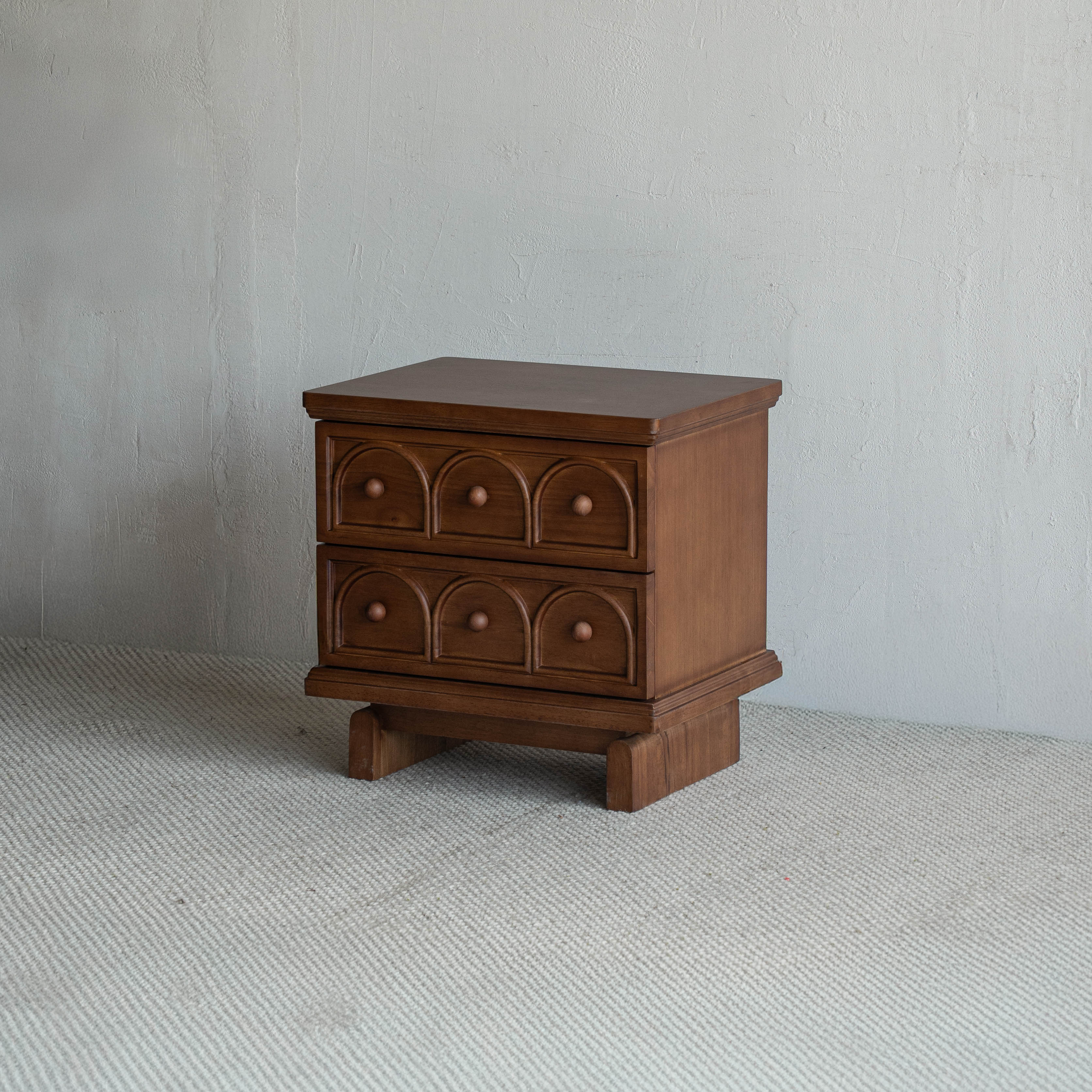 Mid Century Style Bed Side Table With Drawers - Walnut - Side Table - WS Living Furniture Furniture Store in Dubai