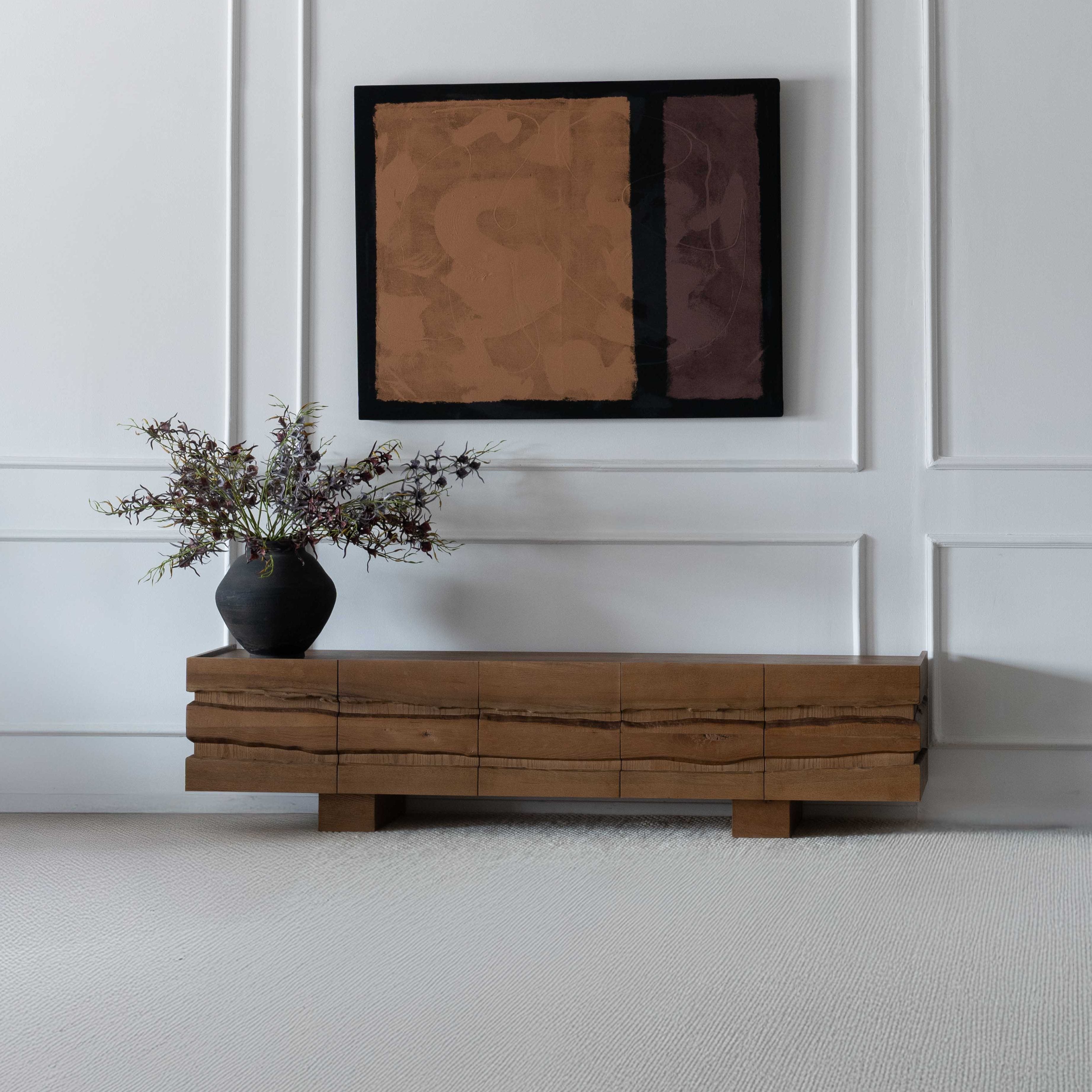 Miral Solid Wood Artisan TV Unit | Media Storage Cabinet - TV Units - WS Living Furniture Furniture Store in Dubai