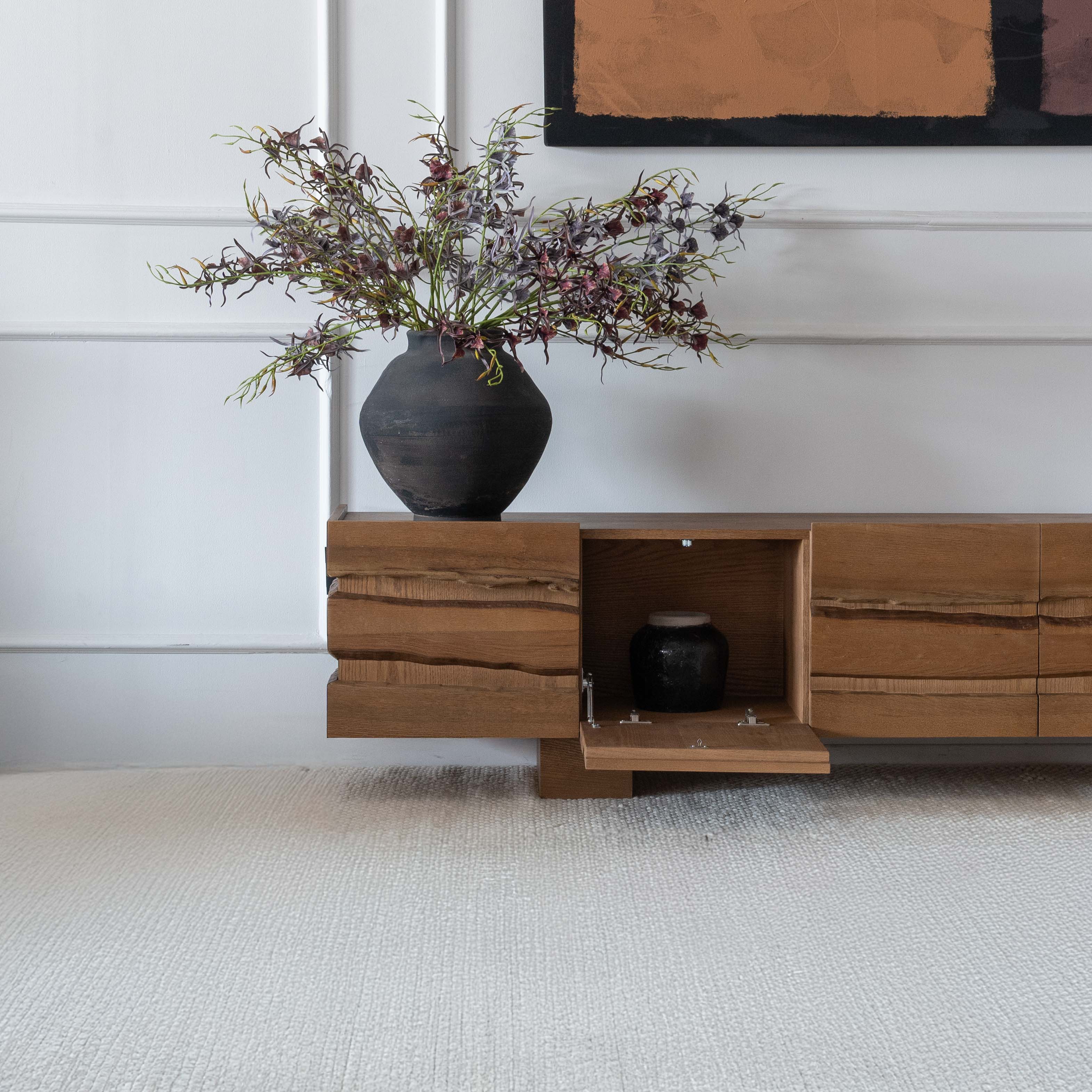 Miral Solid Wood Artisan TV Unit | Media Storage Cabinet - TV Units - WS Living Furniture Furniture Store in Dubai